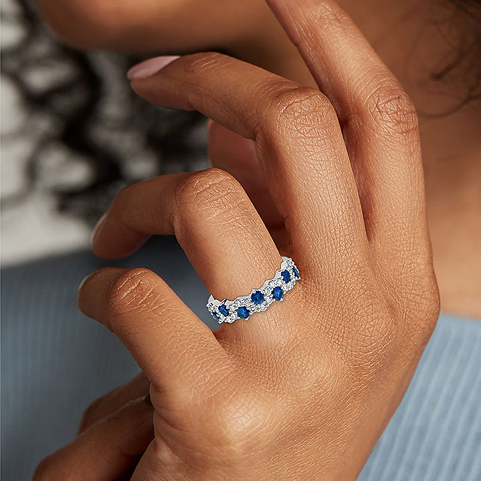 Iced Sapphire Ring - Blue Gold