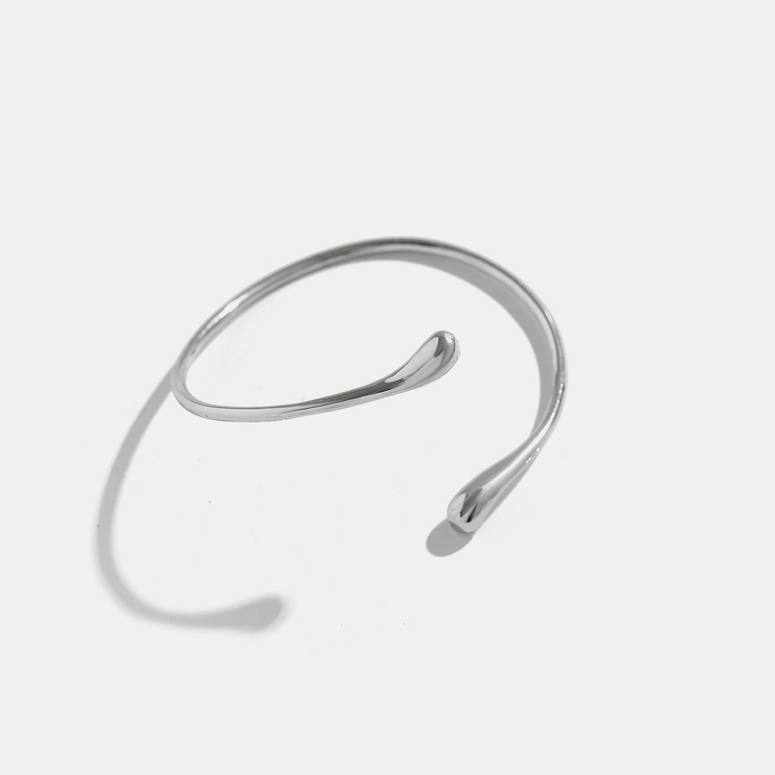 Droplet Curve Arm Cuff (Open Cuff) - Silver