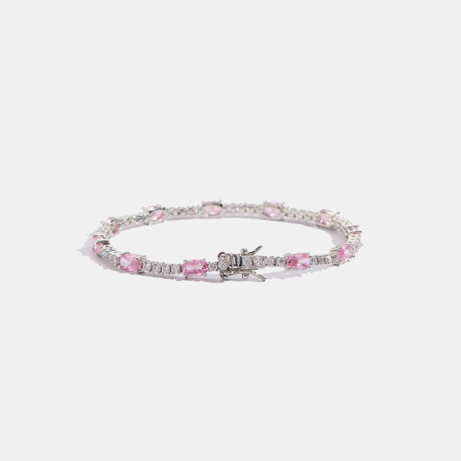 Baguette Tennis Link Bracelet - Pink Gold
