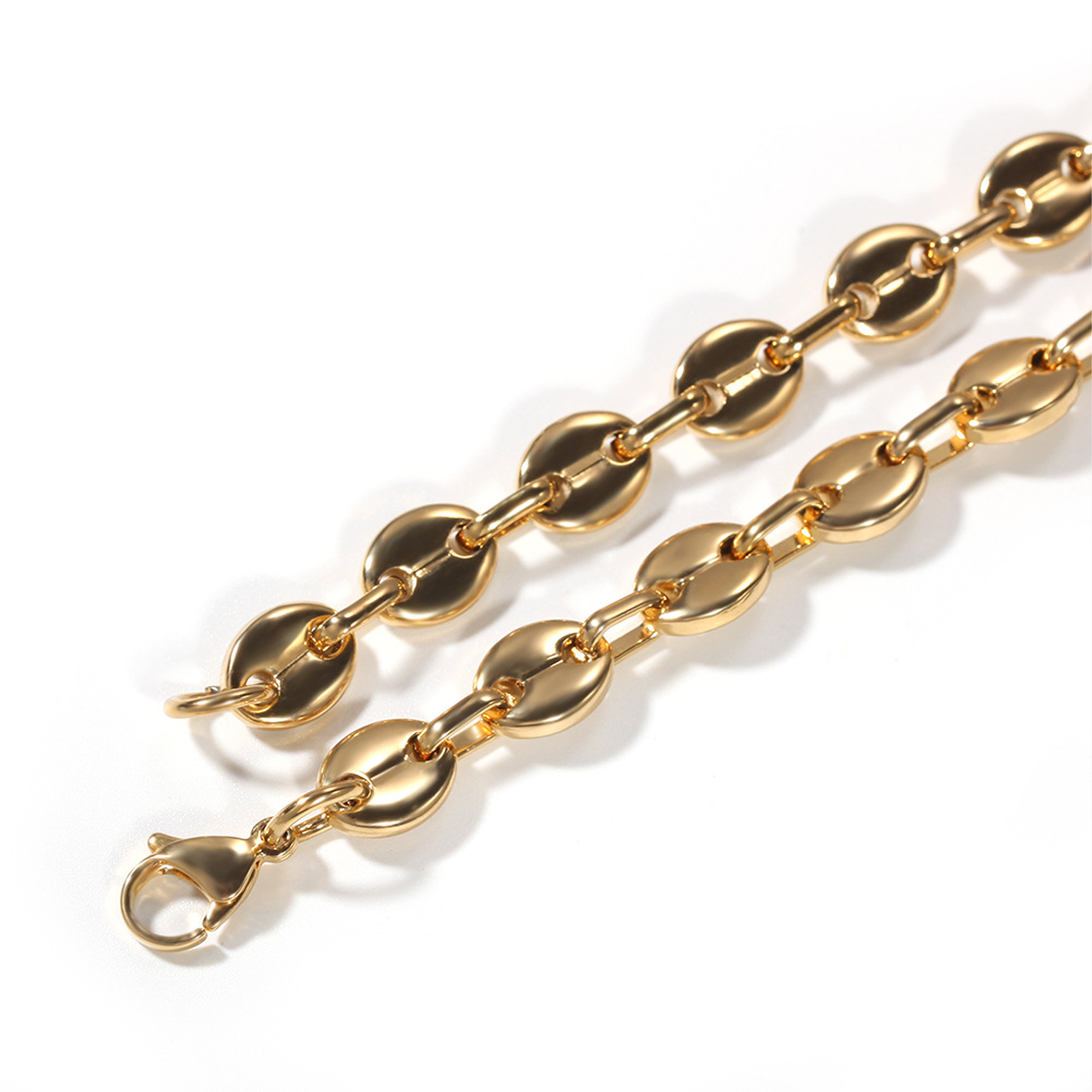 5mm Coffee Bean Link Chain - Gold