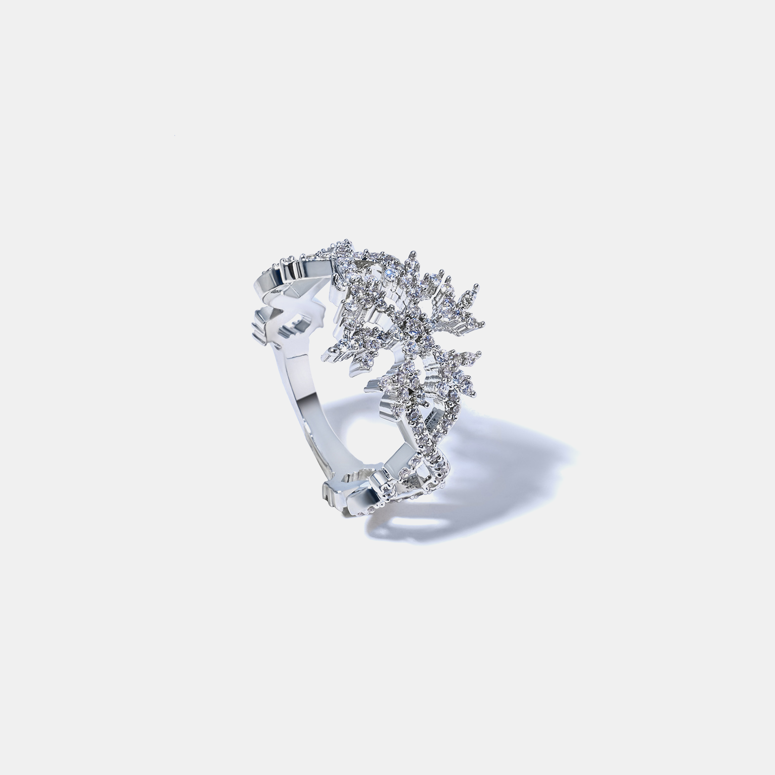 Iced Snowflake Spark Ring - White Gold (Preorder)