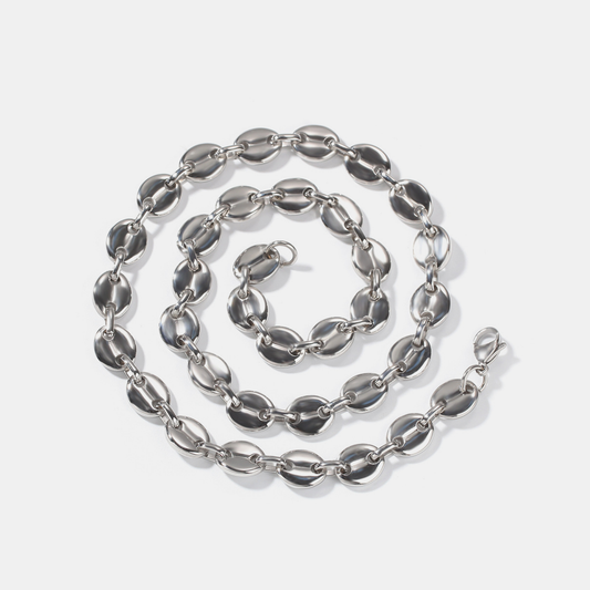 5mm Coffee Bean Link Chain - Silver