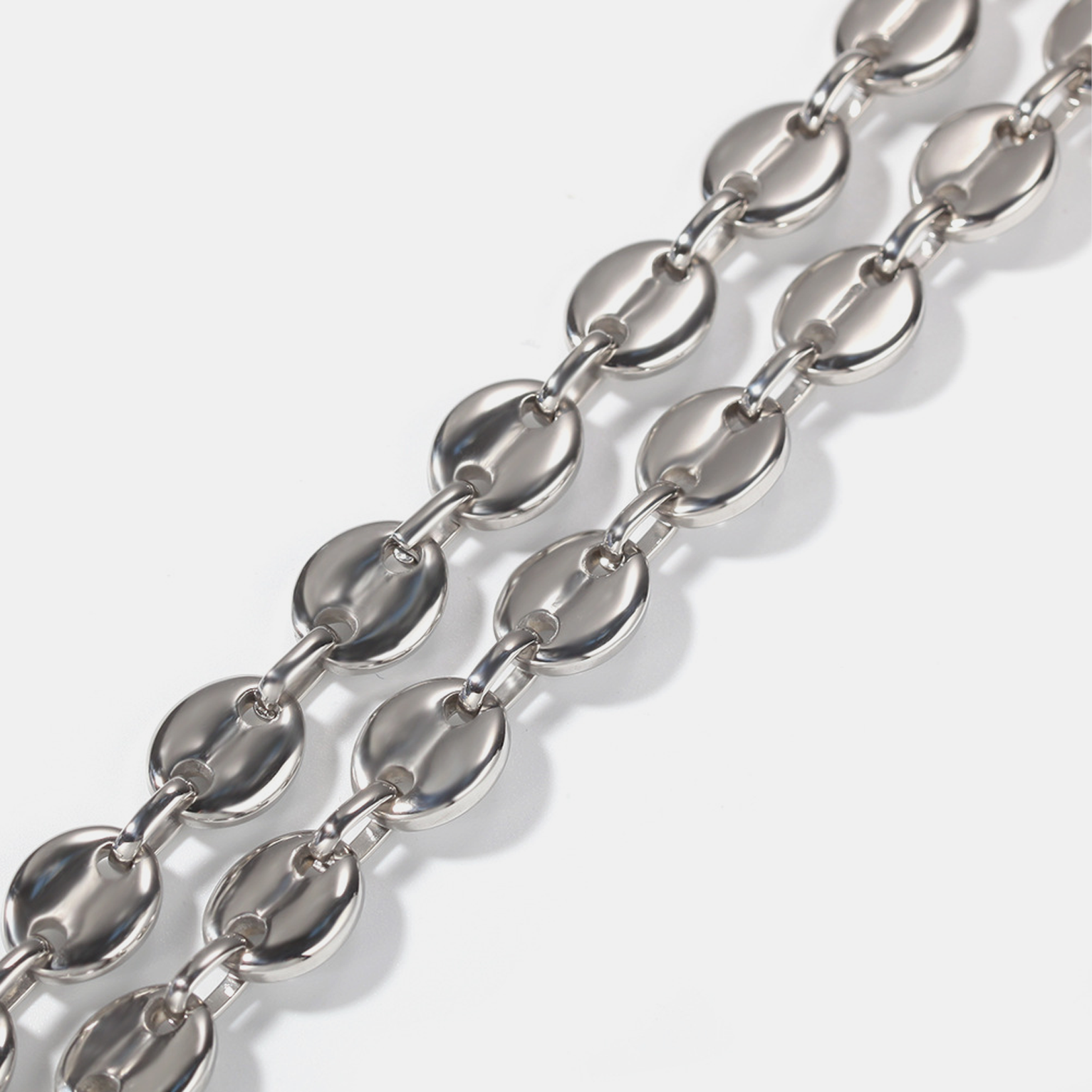 5mm Coffee Bean Link Chain - Silver