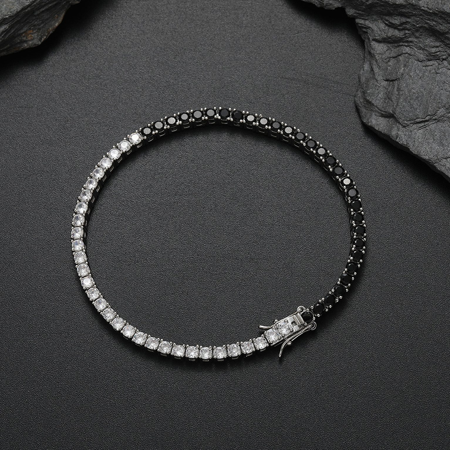 3mm Tennis Link Bracelet - Panda Gold