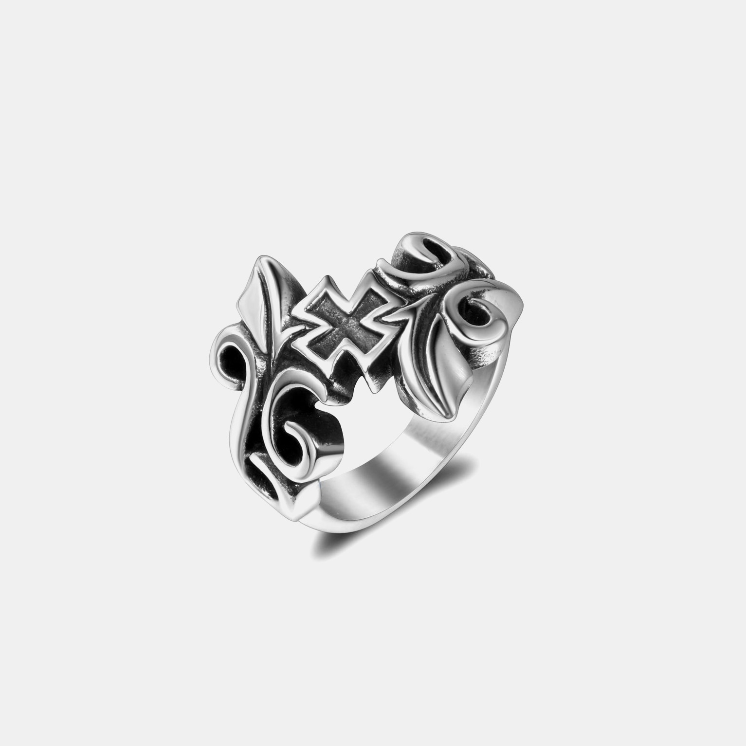 Gothic Carve Ring - White Gold