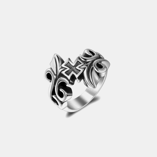 Gothic Carve Ring - White Gold