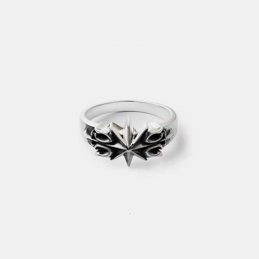 Hexa Star Ring (Open Cuff) - White Gold