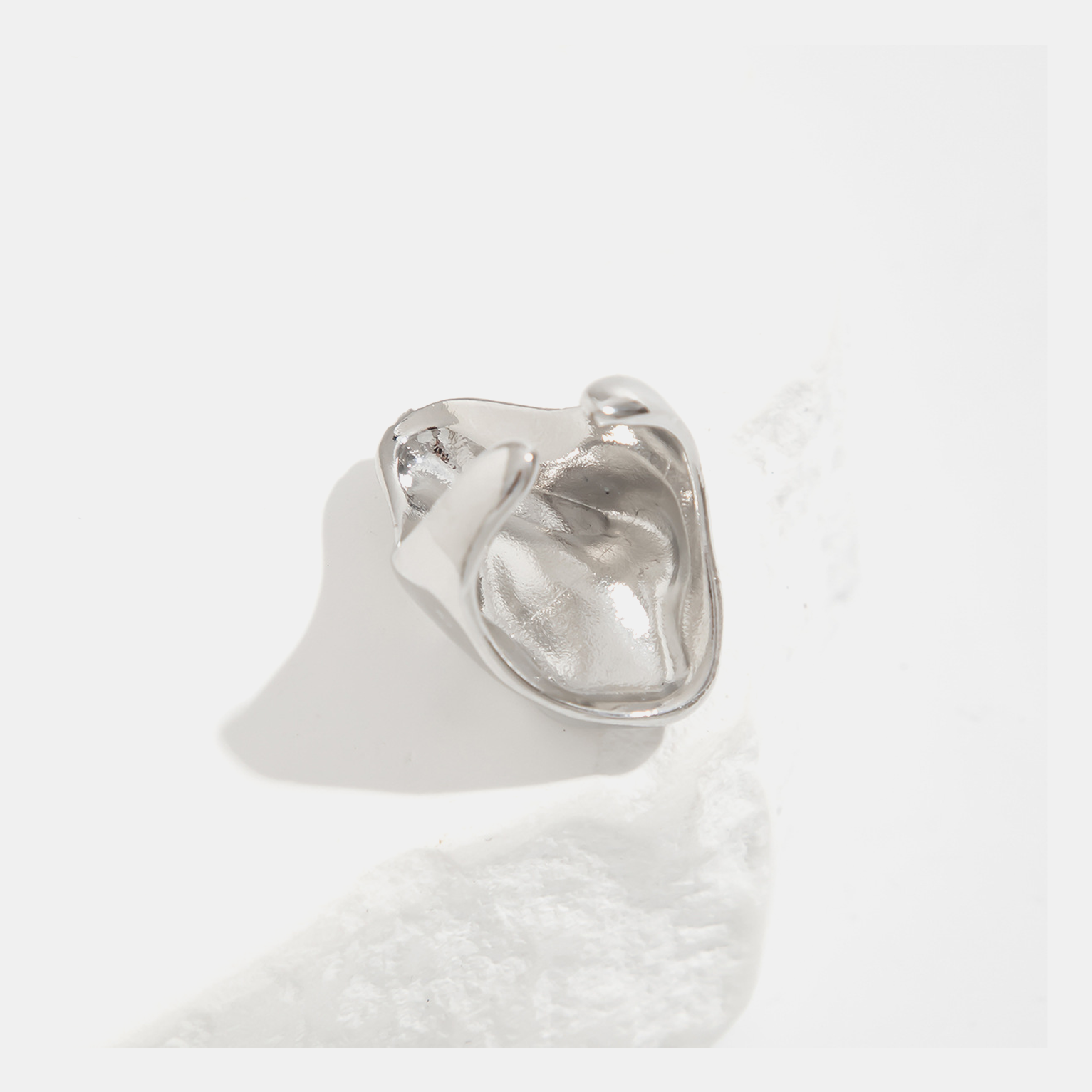 Molten Ripple Chunky Ring - Silver