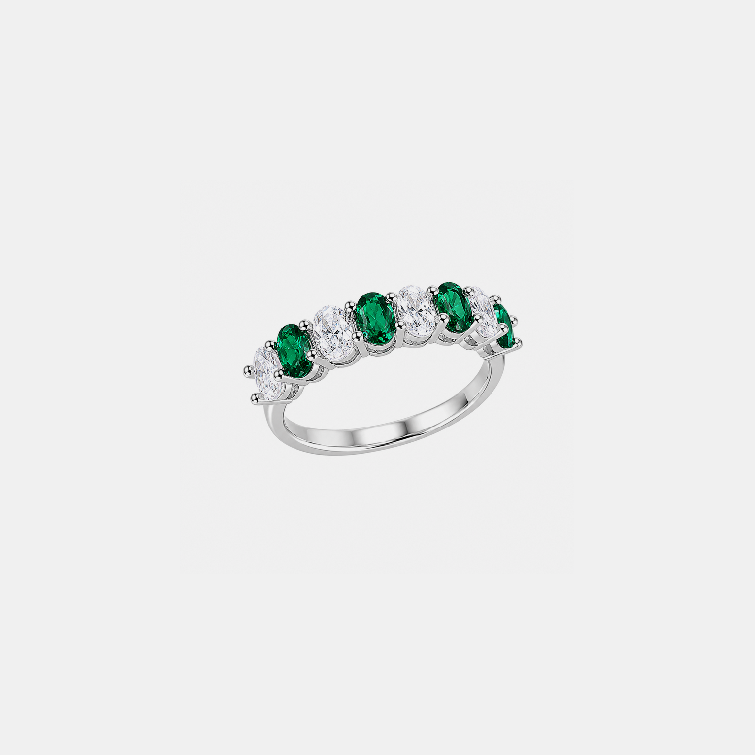 Iced Oval Emerald Ring - Green Gold