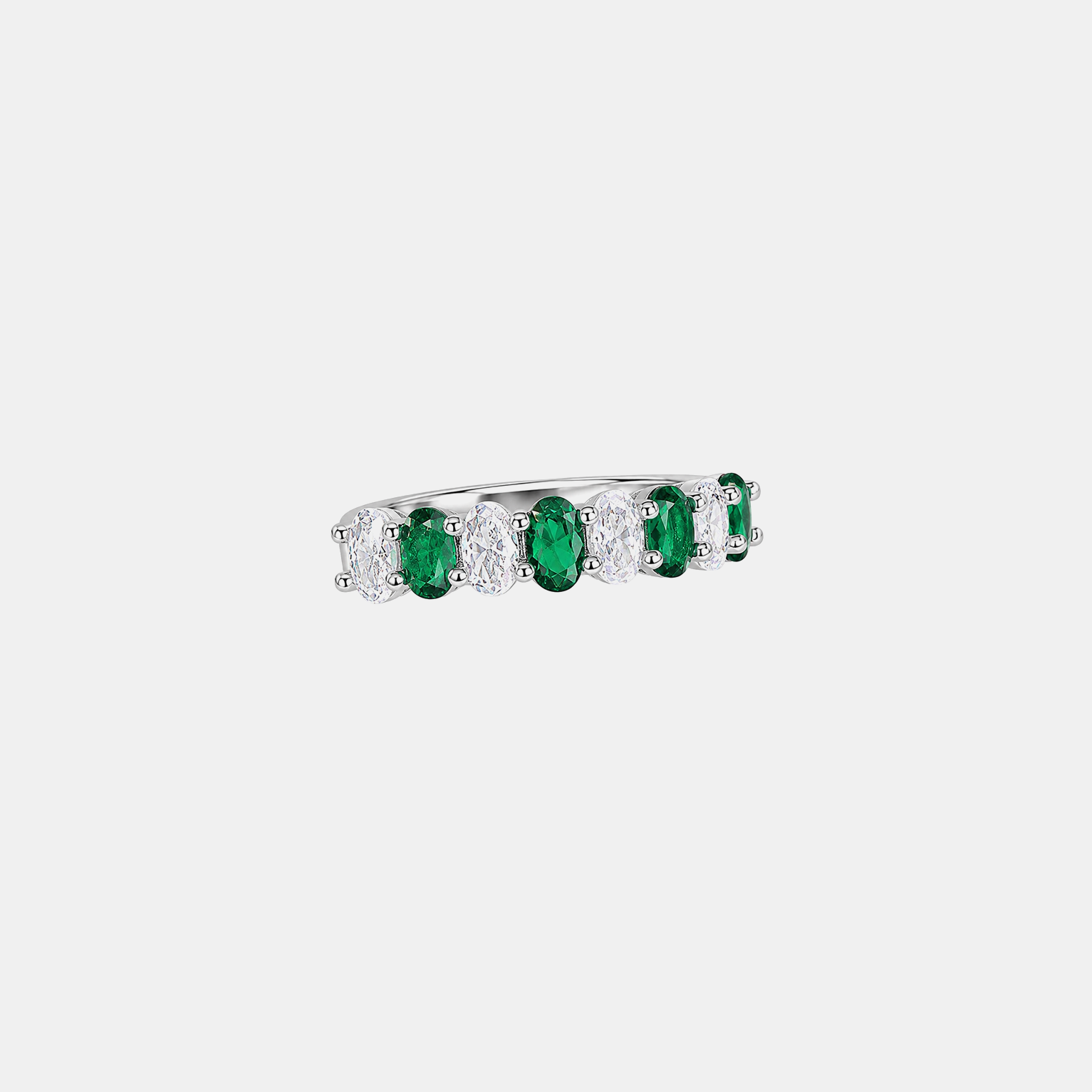 Iced Oval Emerald Ring - Green Gold