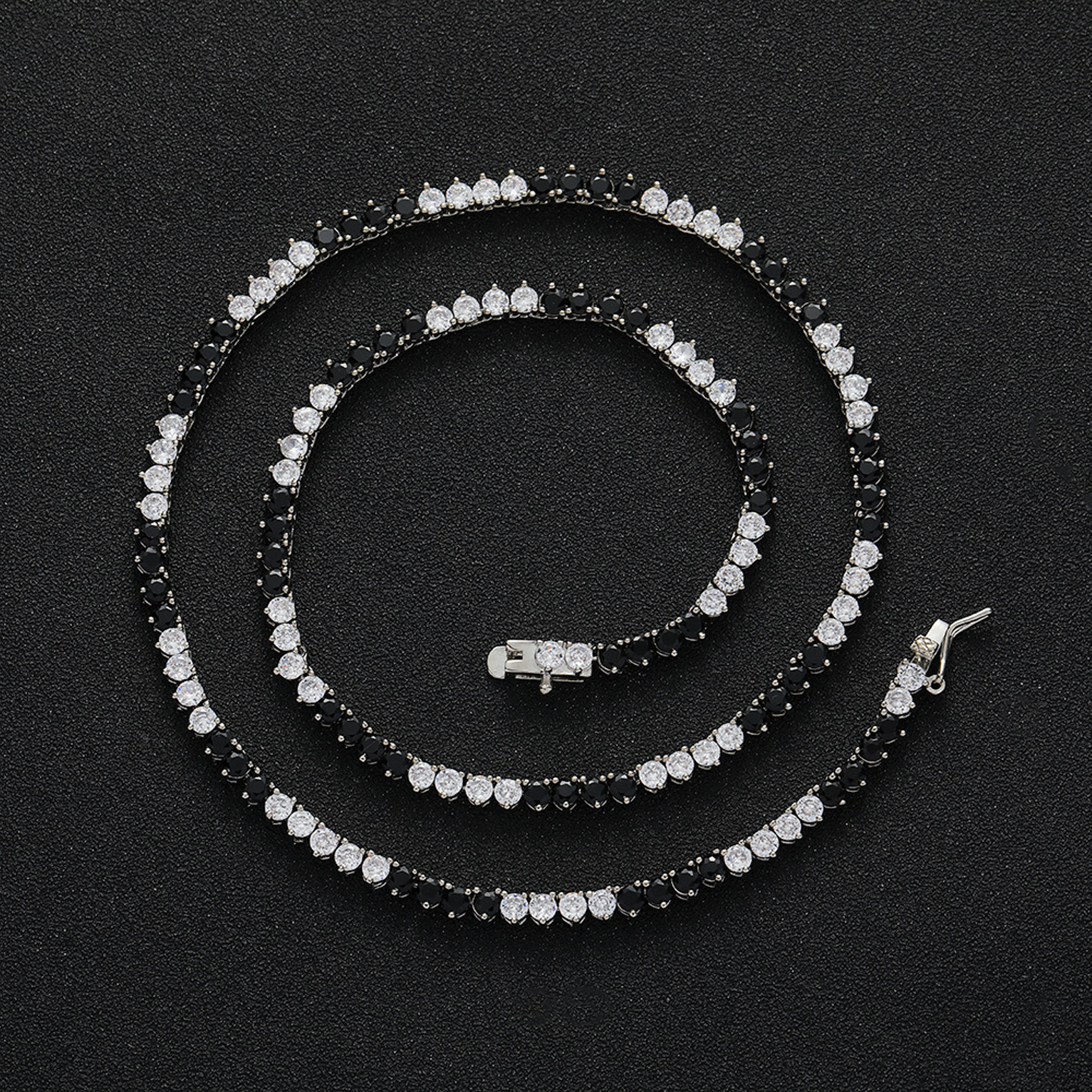 3mm Contrast Tennis Link Chain - Panda Gold