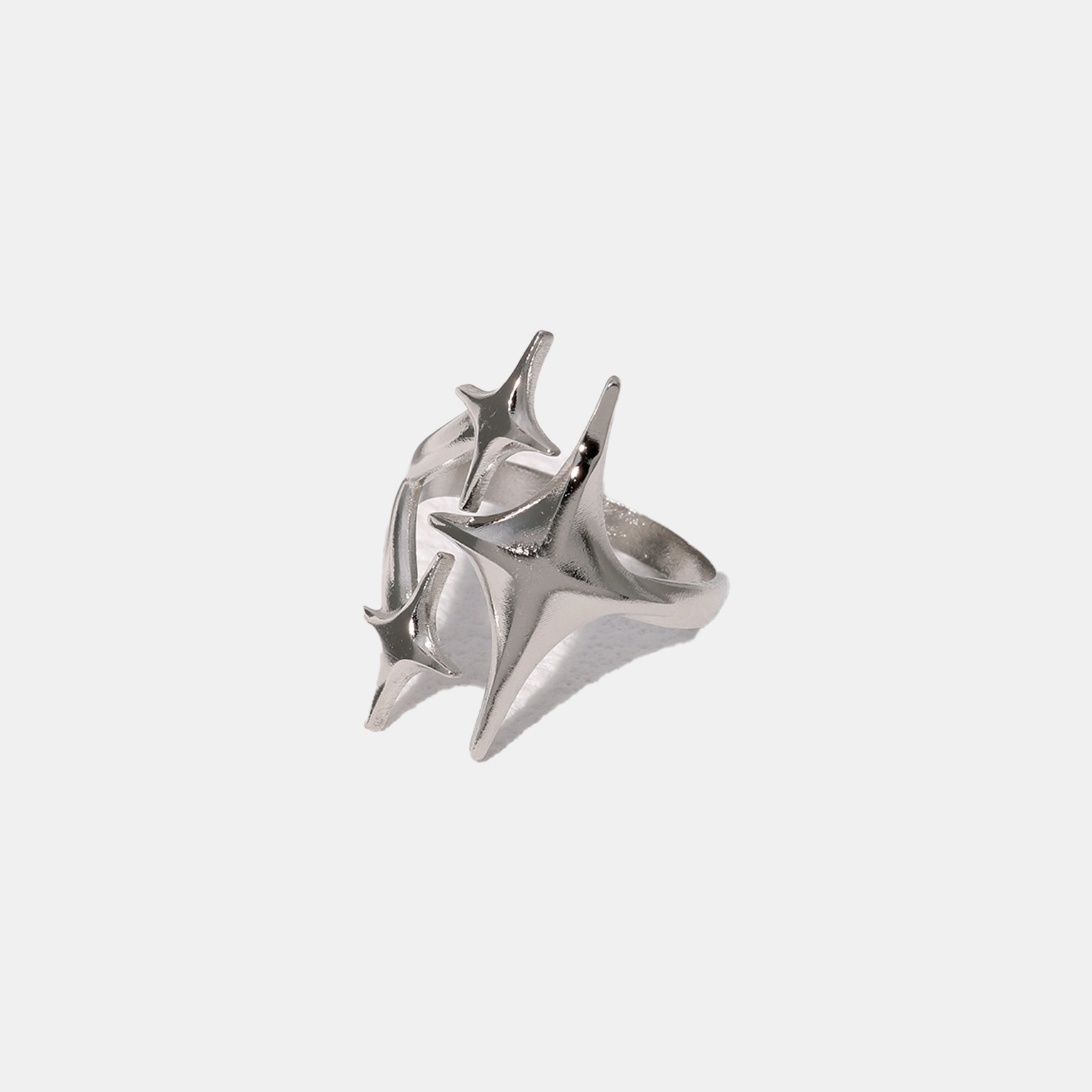 Starline Arc Ring (Open Cuff) - White Gold