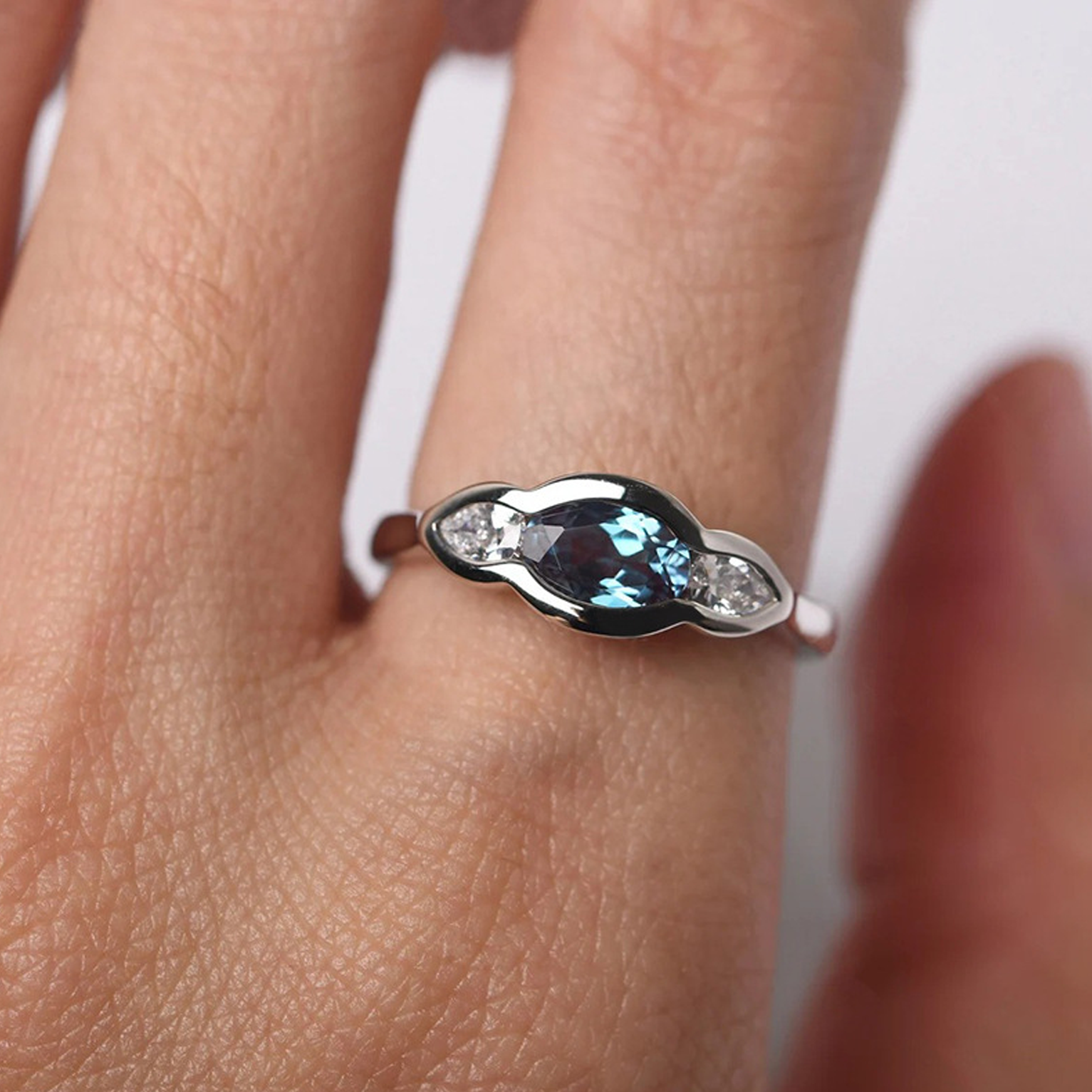 Iced Blue Saturn Ring - Blue Gold