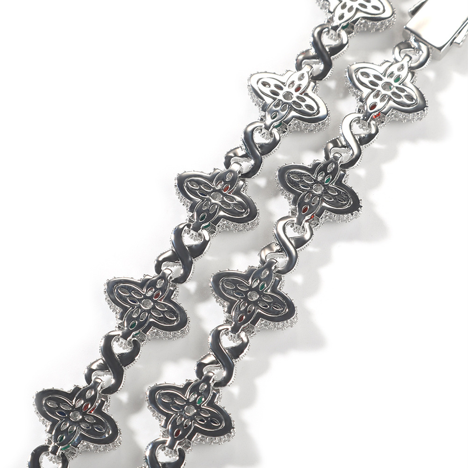 Iced Luminous Clover Bracelet - White Gold
