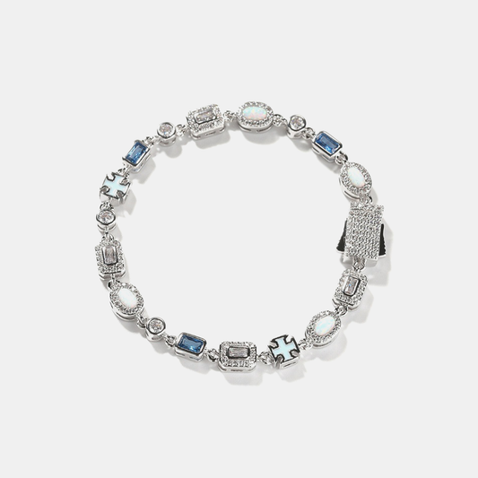 6mm Blue Mist Multi Gemstone Bracelet - White Gold (Preorder)