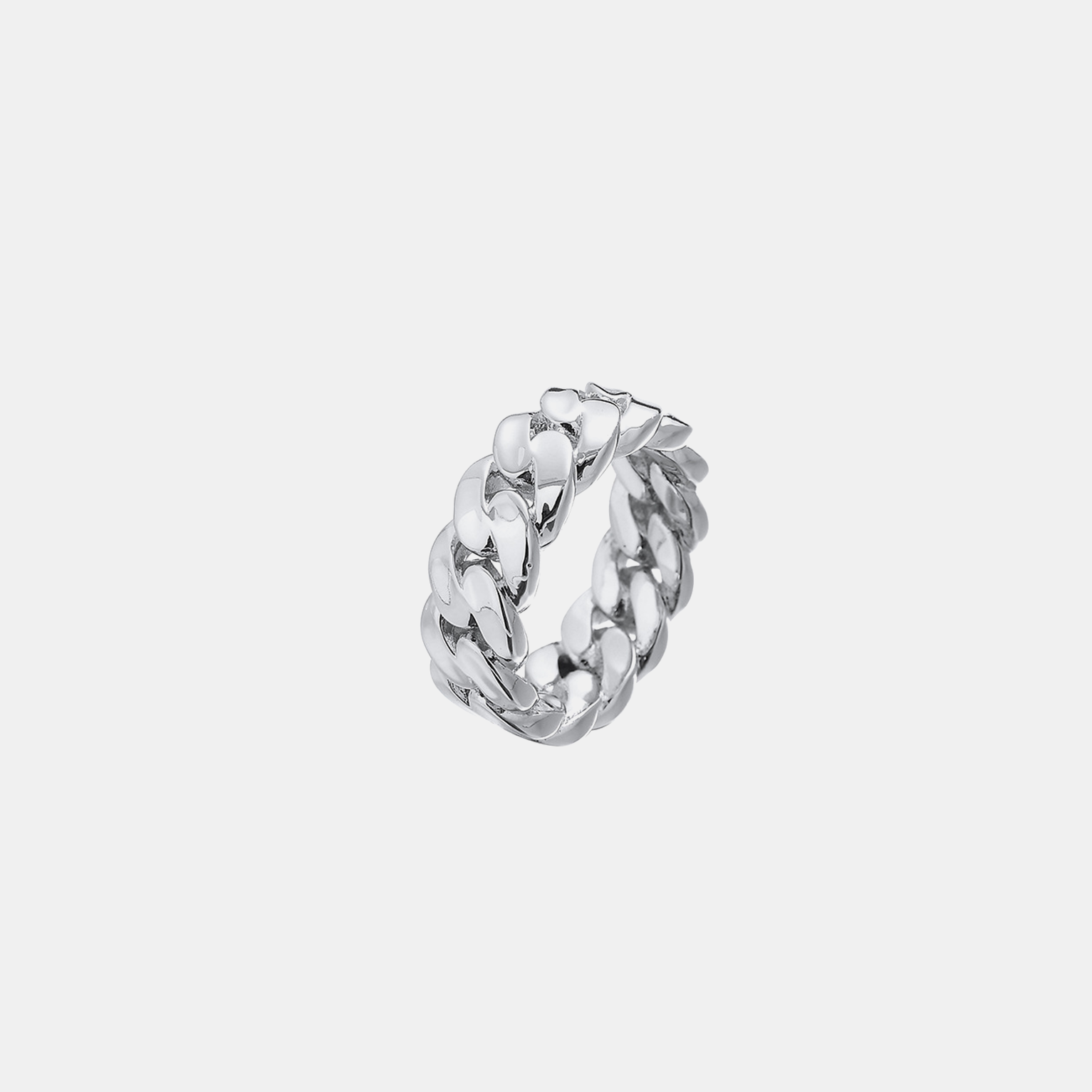 8mm Cuban Link Band Ring - Silver