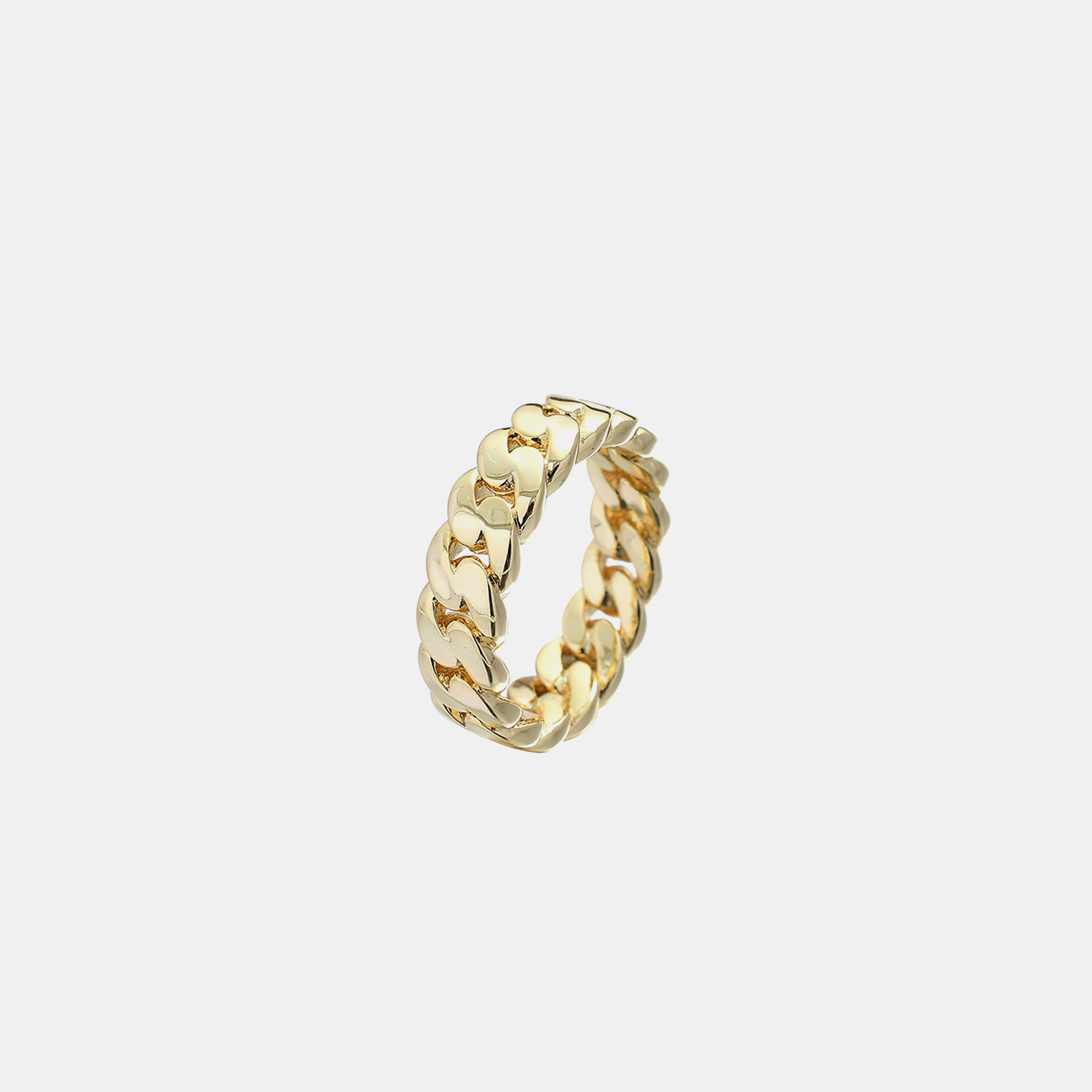 8mm Cuban Link Band Ring - Gold