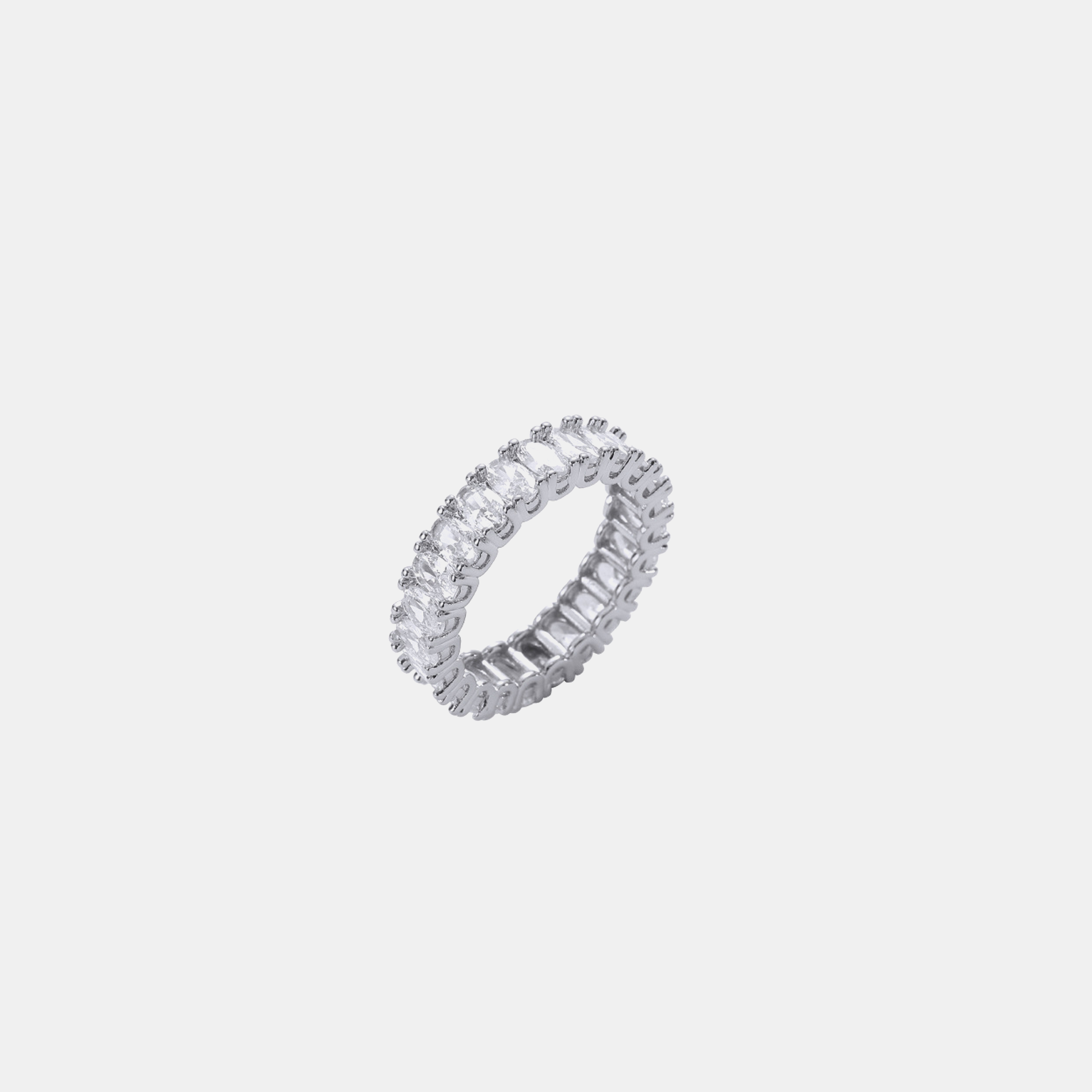 Iced Oval Eternity Ring - White Gold