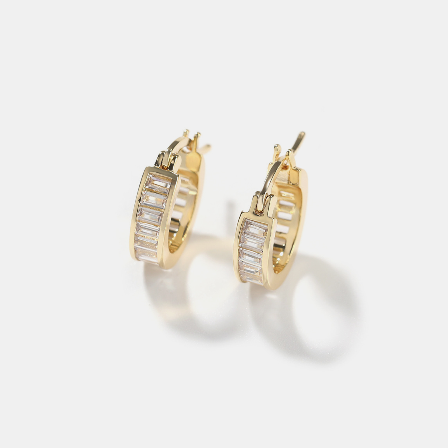 Iced Baguette Earrings - Gold