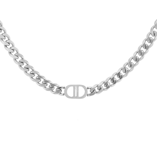 8mm Double D Miami Link Chain - White Gold