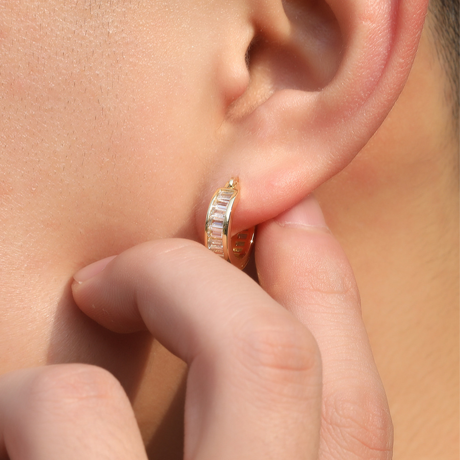 Iced Baguette Earrings - Gold