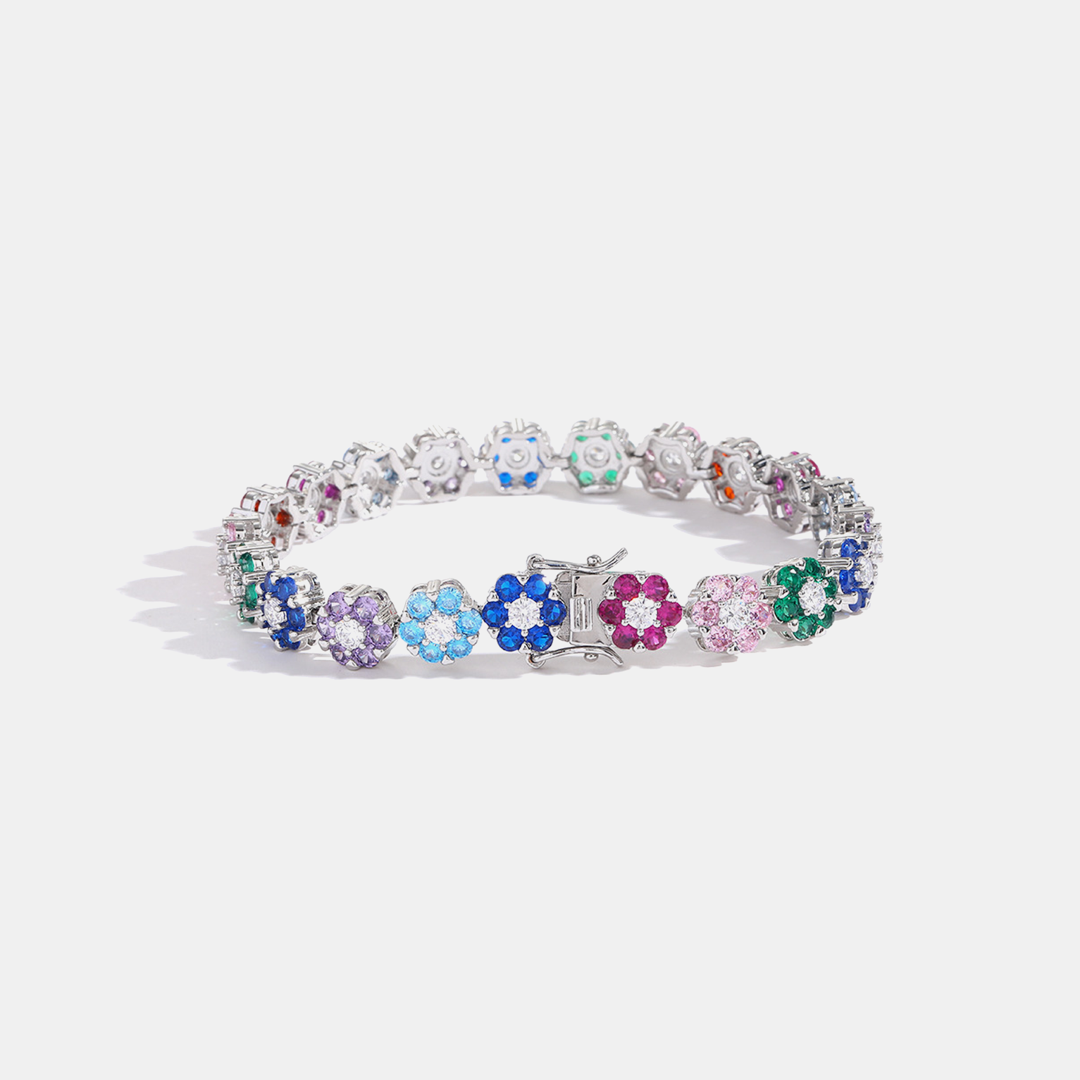 Floral Rainbow Tennis Bracelet - Multi Color
