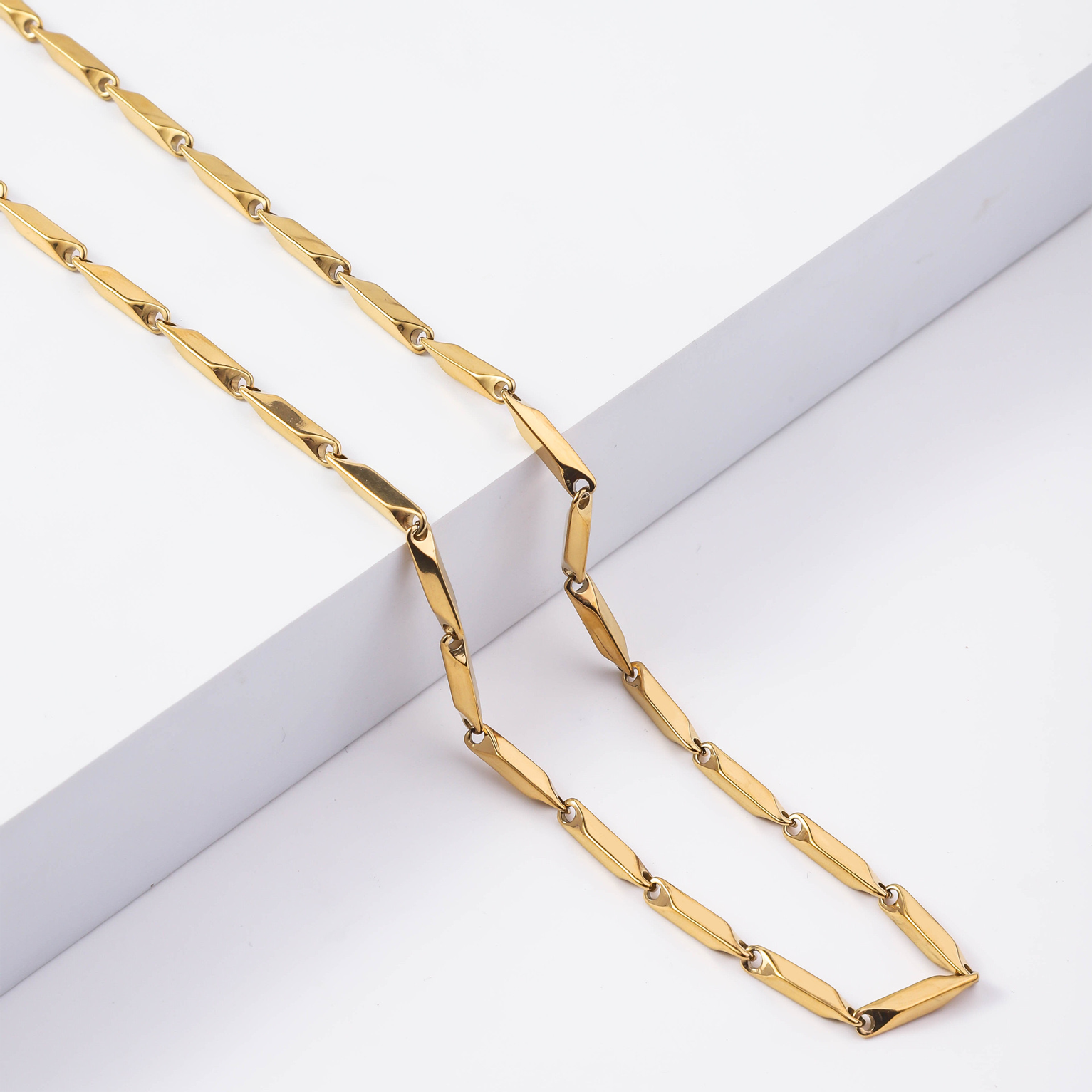 3mm Rhombus Link Chain - Gold