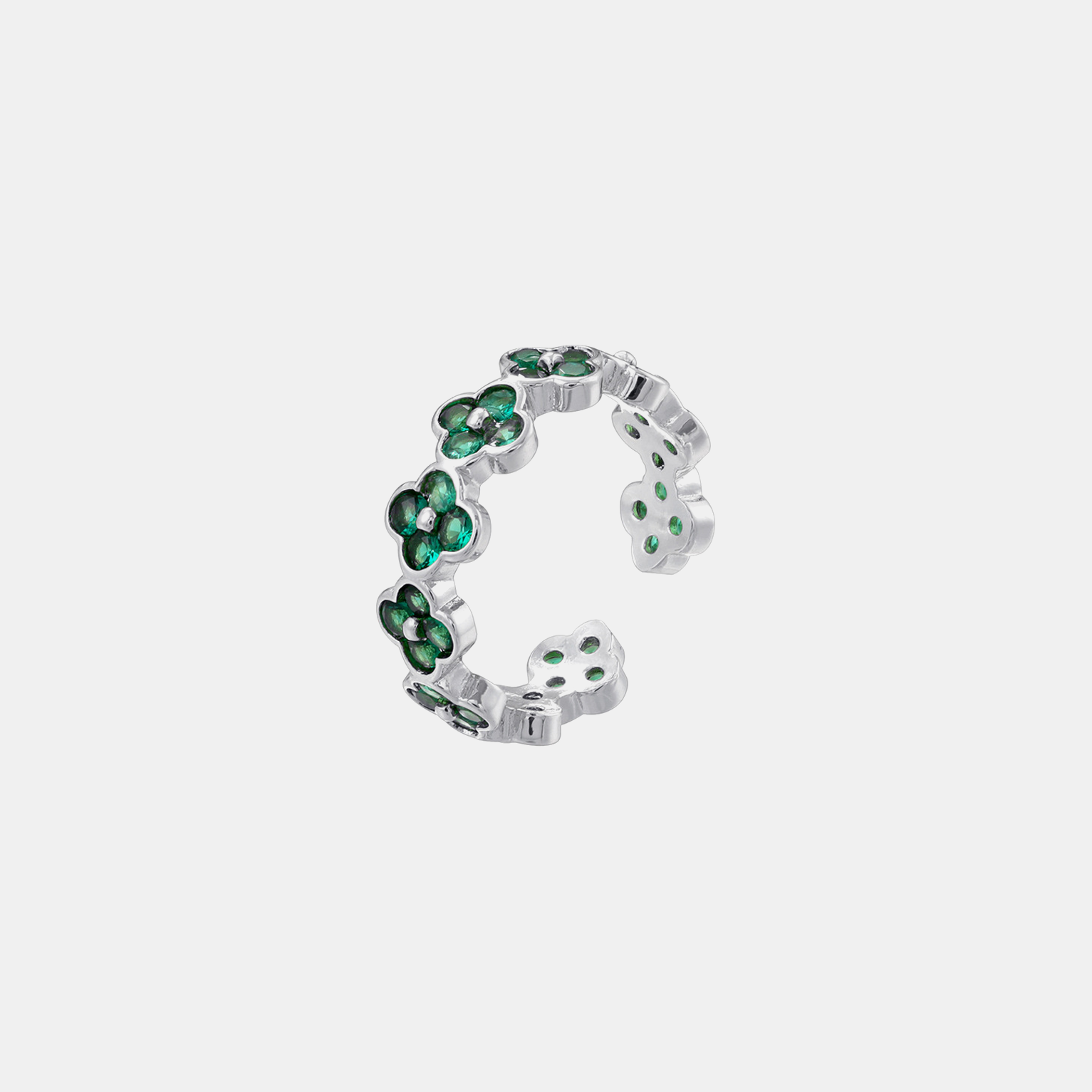 Lucky Clover Ring (Open Cuff) - Green