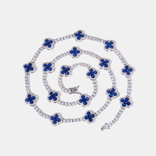 Iced Clover Tennis Chain - White Gold