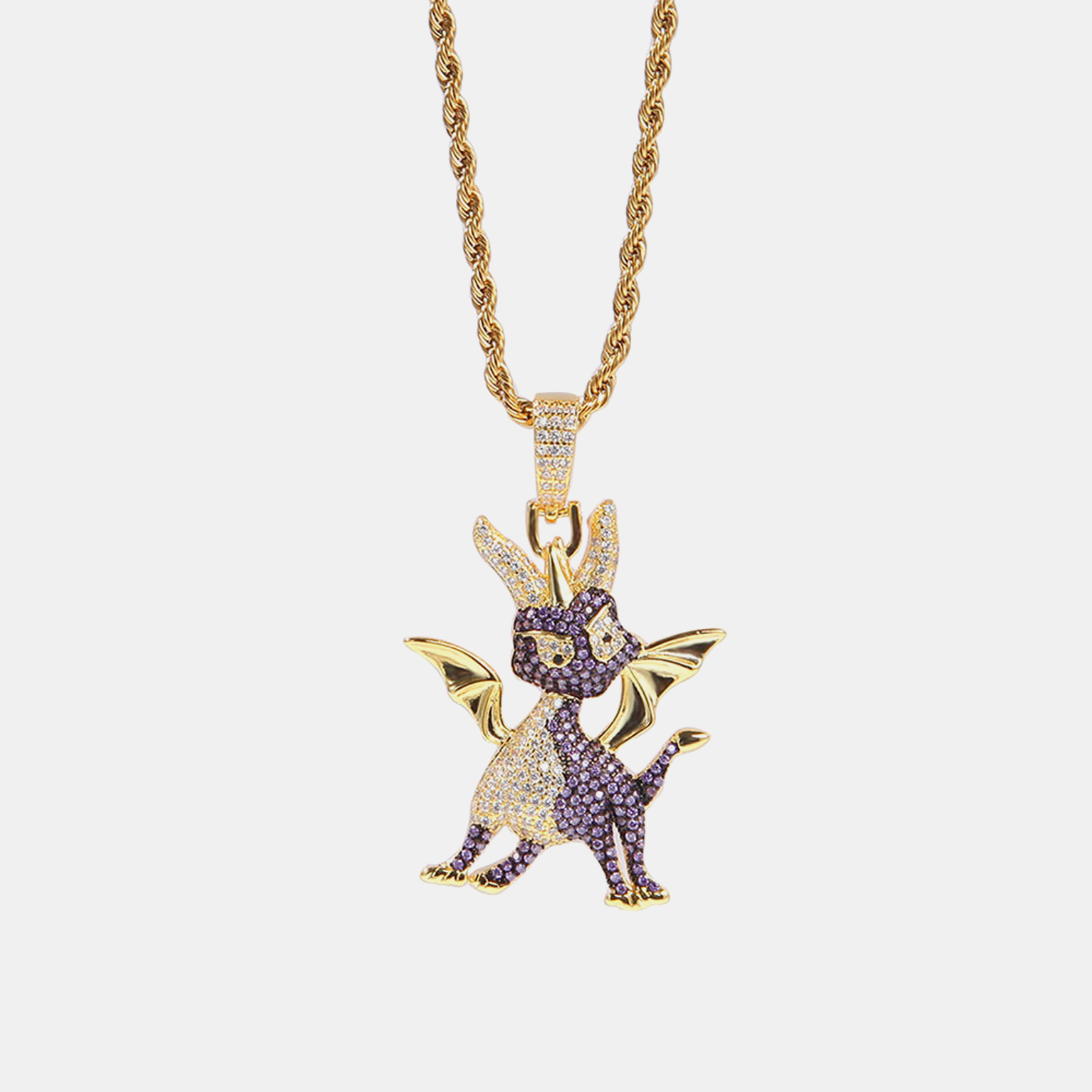 Iced Dragon Pendant - Gold