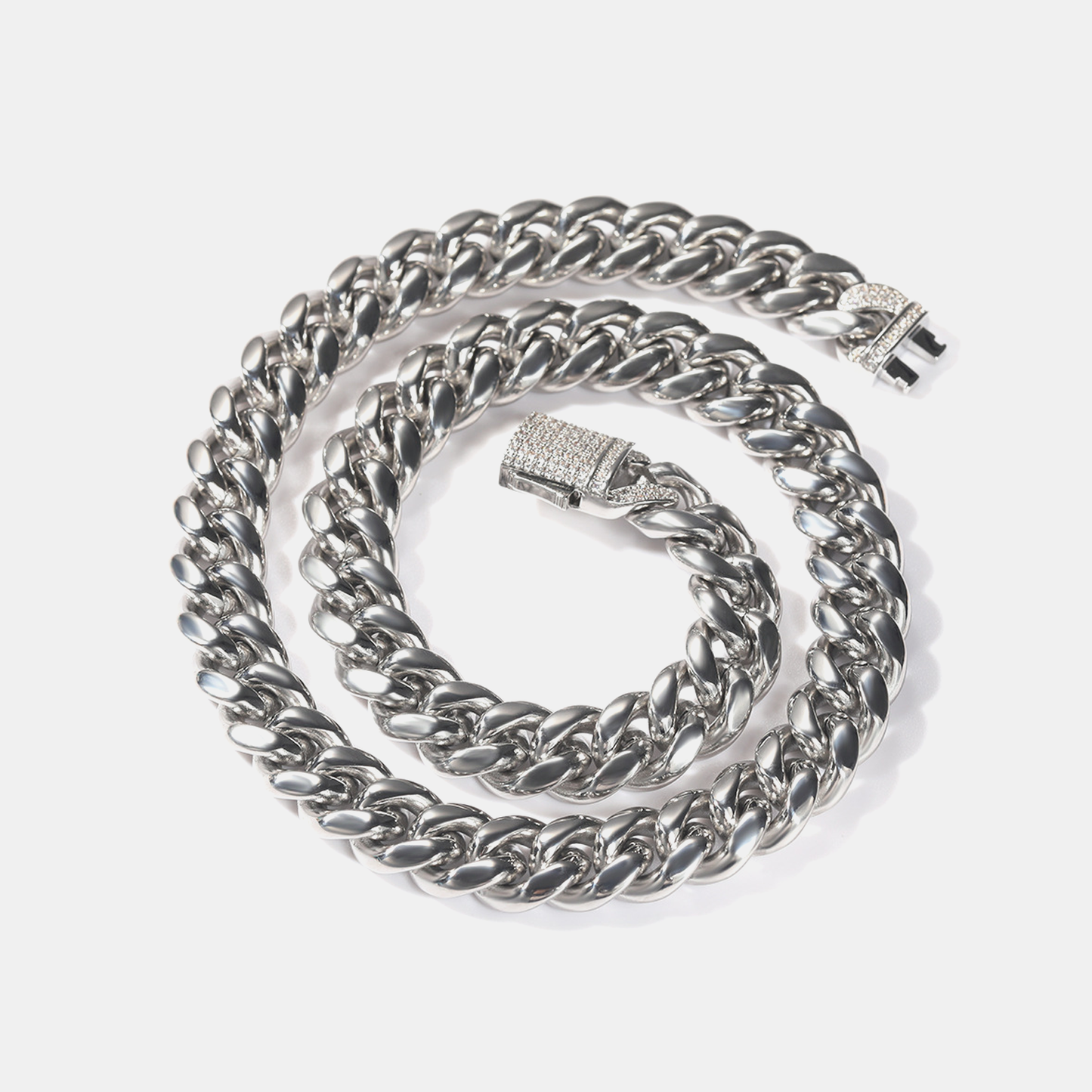 12mm Diamond Cuban Link Chain - White Gold
