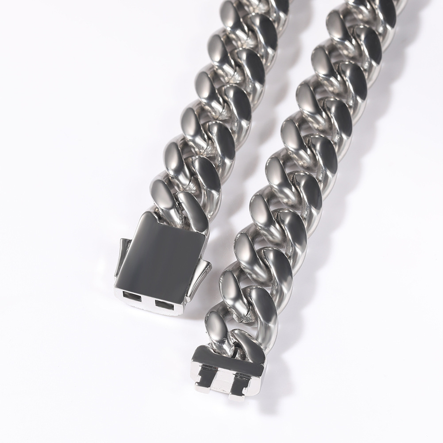 12mm Diamond Cuban Link Chain - White Gold