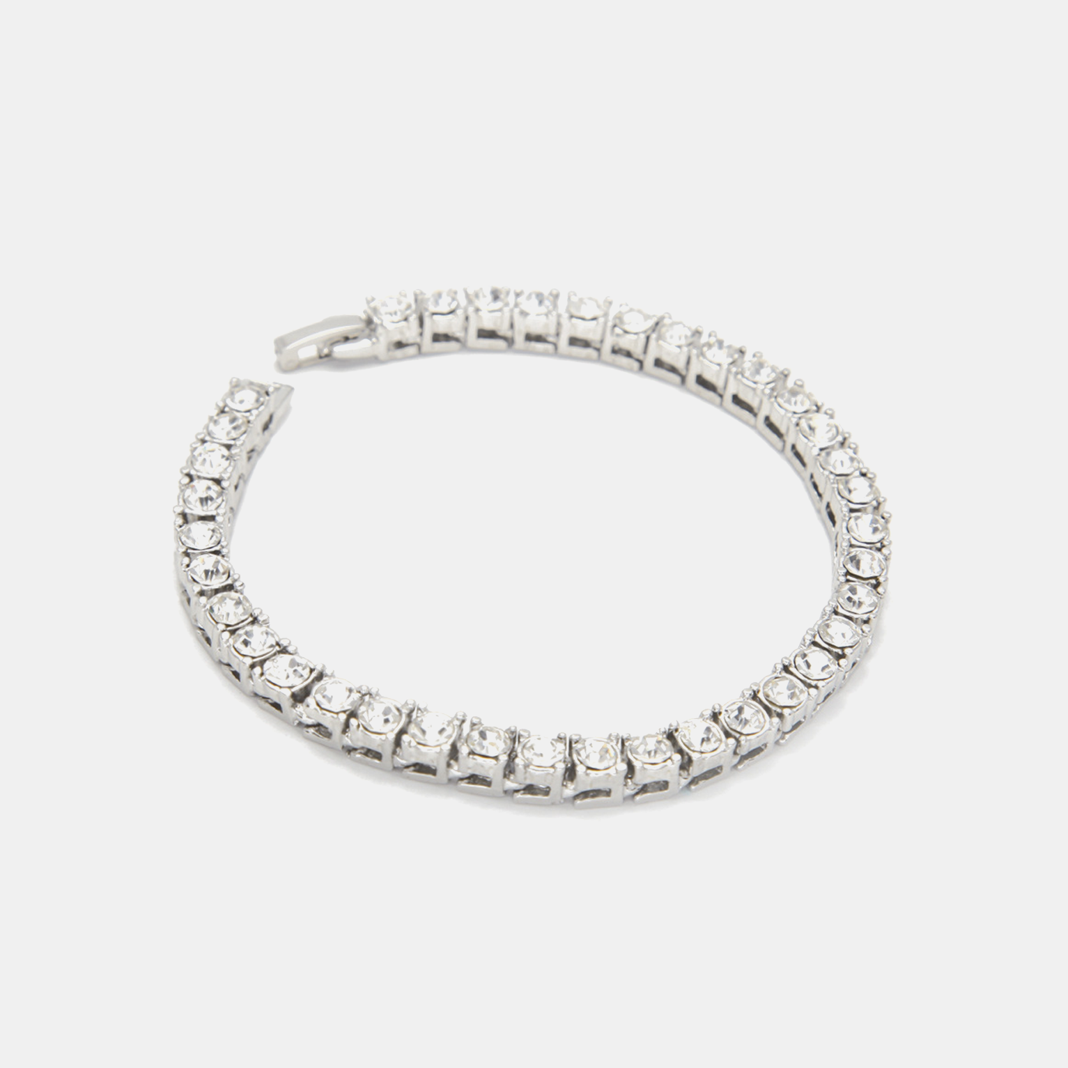 5mm Full Rhinestone Tennis Bracelet - White Gold