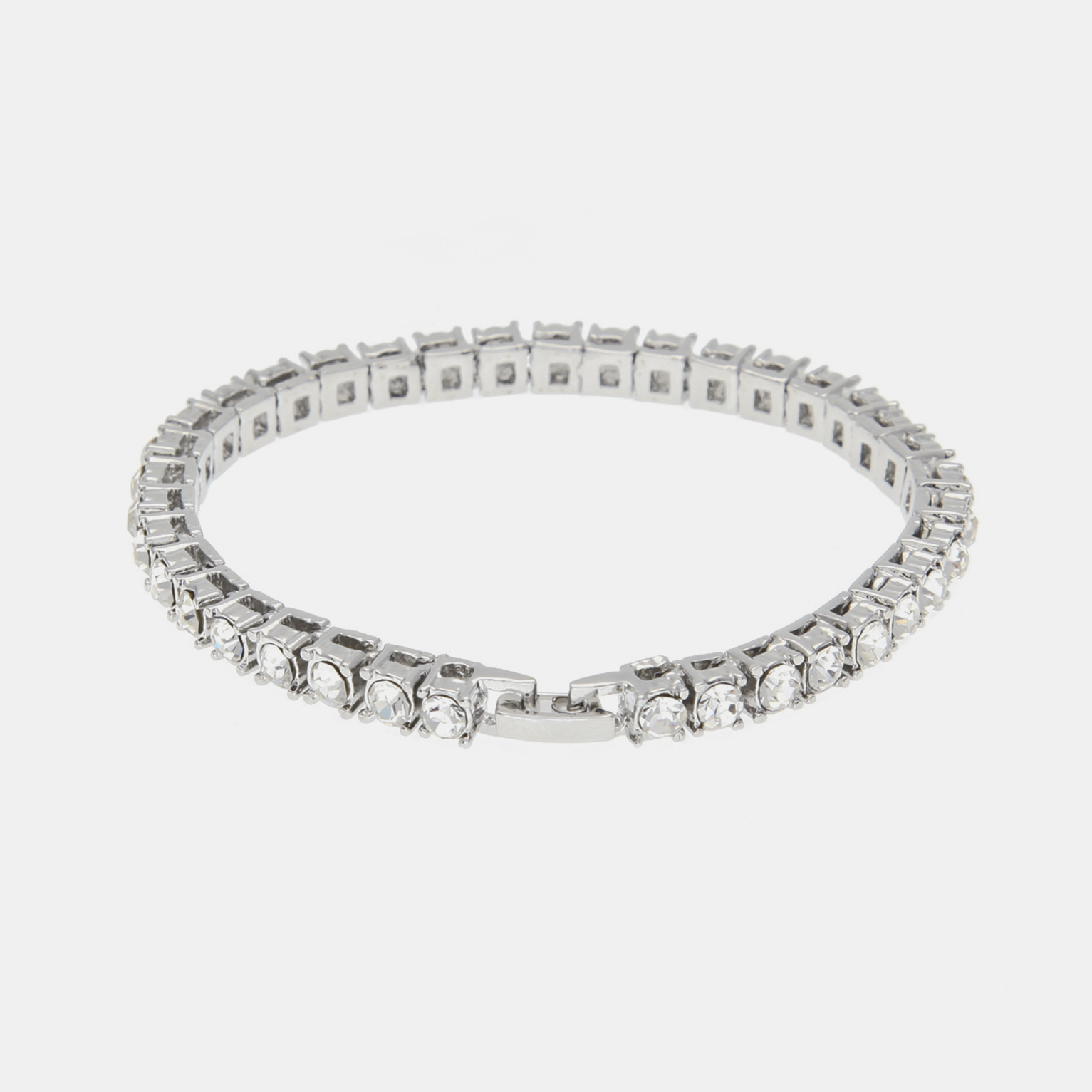 5mm Full Rhinestone Tennis Bracelet - White Gold