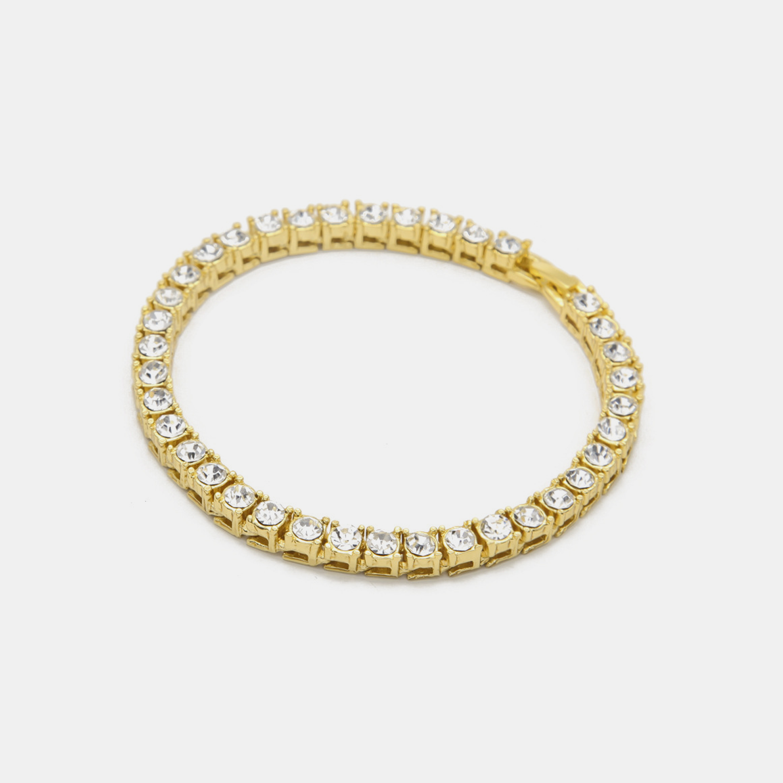 5mm Full Rhinestone Tennis Bracelet - Gold