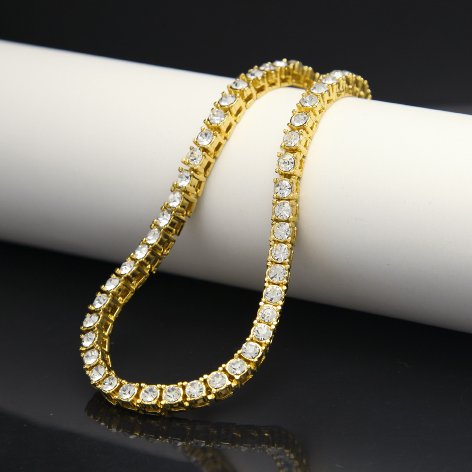 5mm Full Rhinestone Tennis Bracelet - Gold
