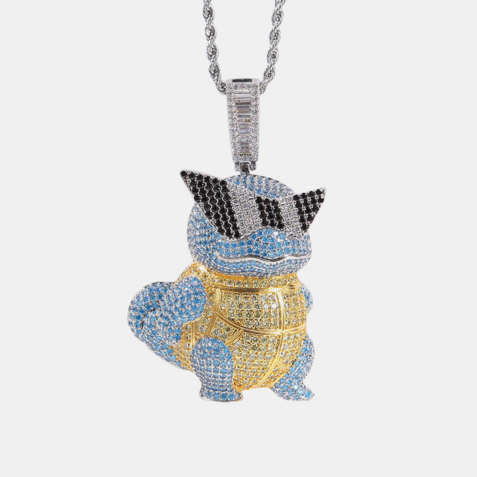 Iced “SQUIRTLE” Pendant - White Gold