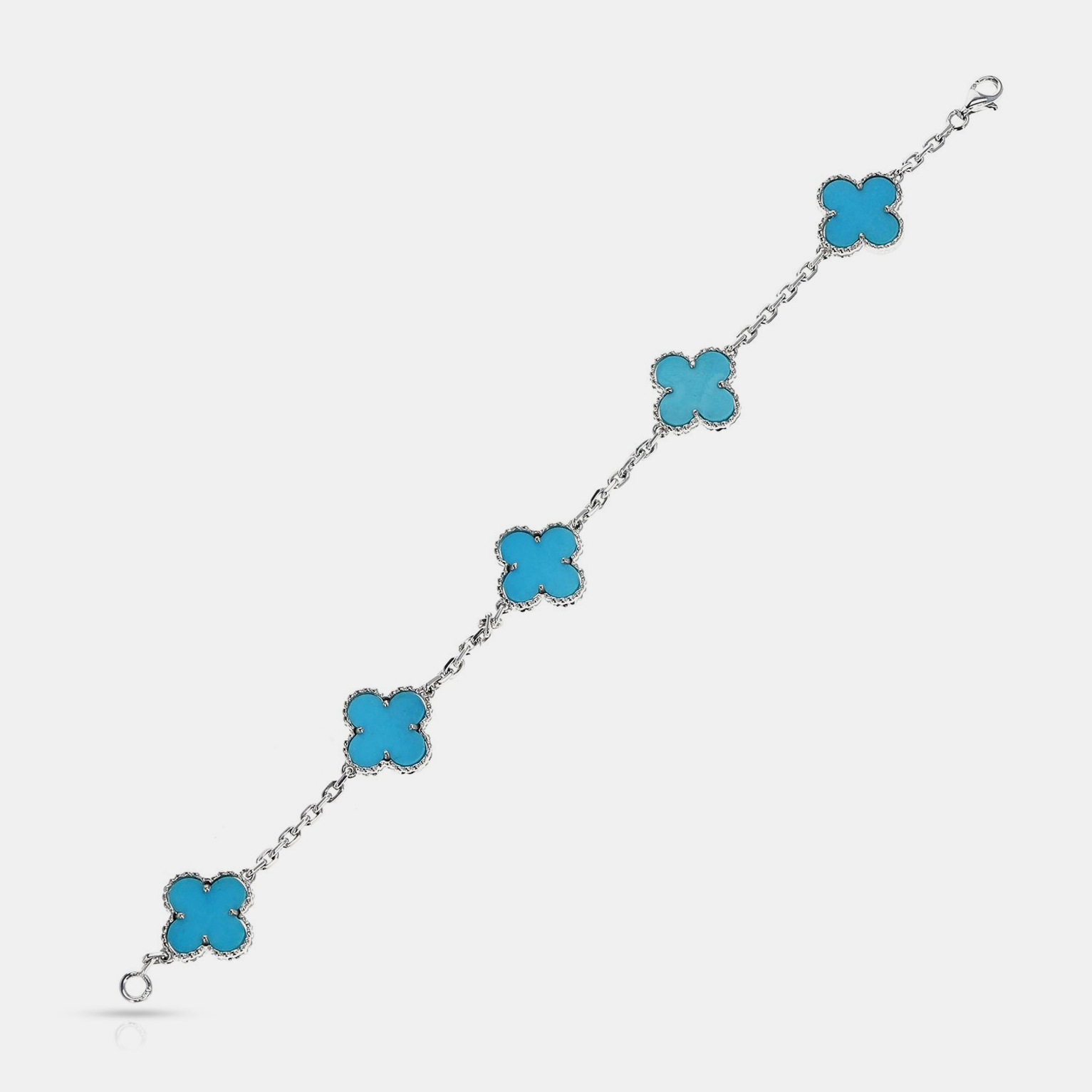 Silver Clover Bracelet - Tiffany Blue