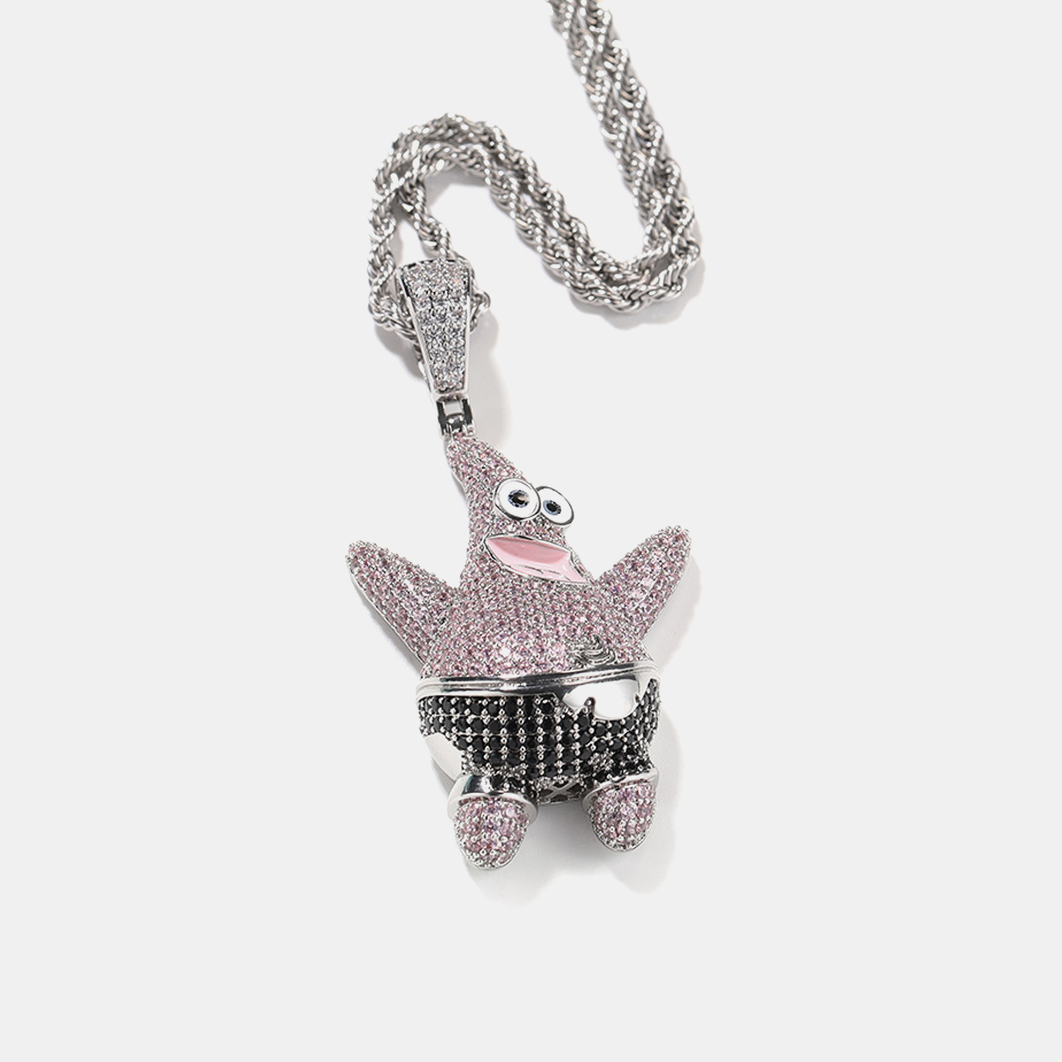 Iced “PATRICK STAR” Pendant - White Gold