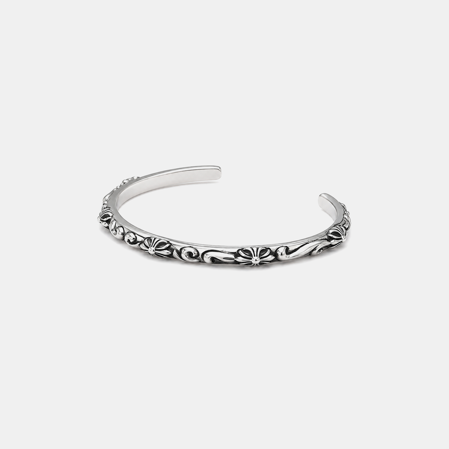 Gothic Vine Cuff Bracelet - Silver