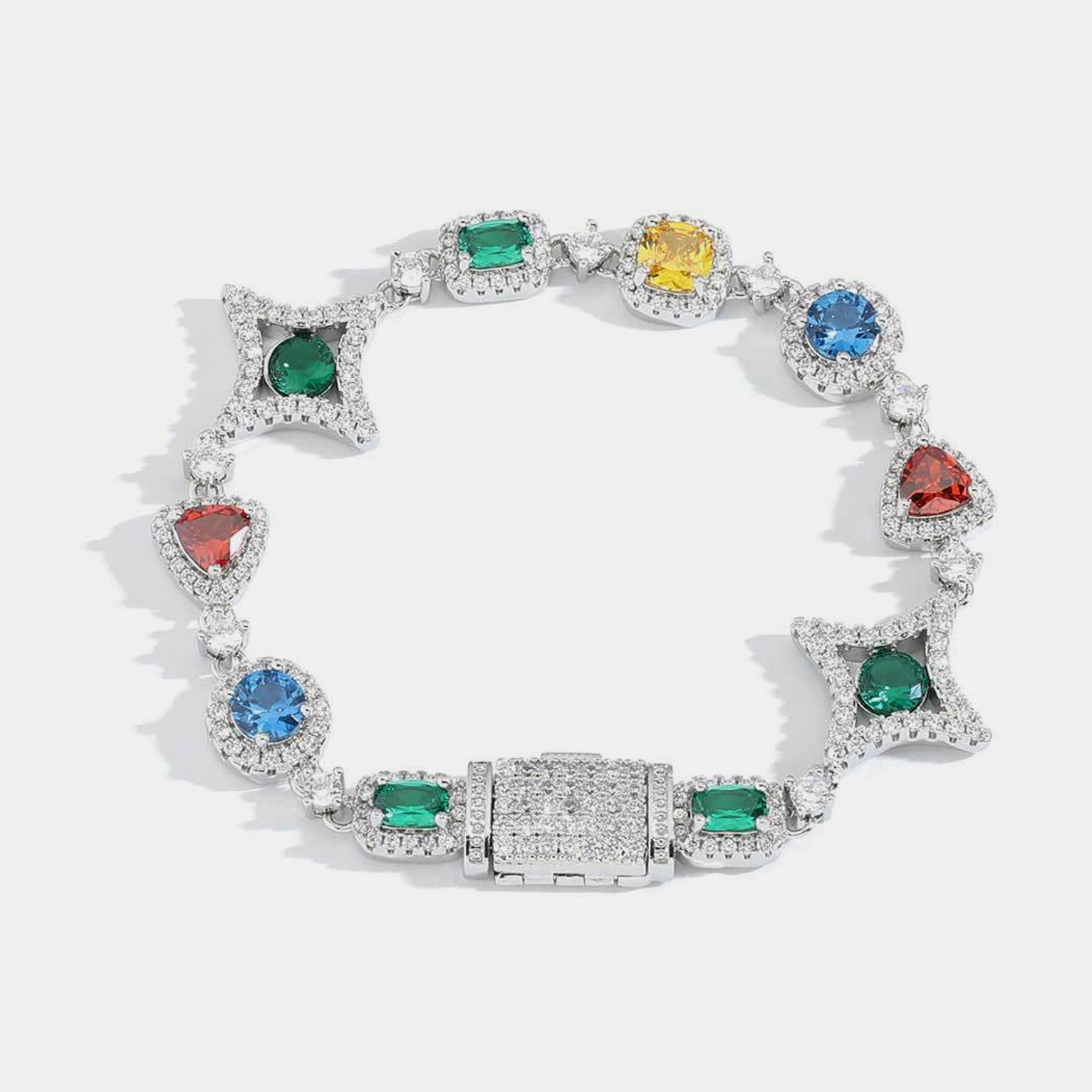 10mm Multicolor Sparkling Diamond Bracelet - White Gold