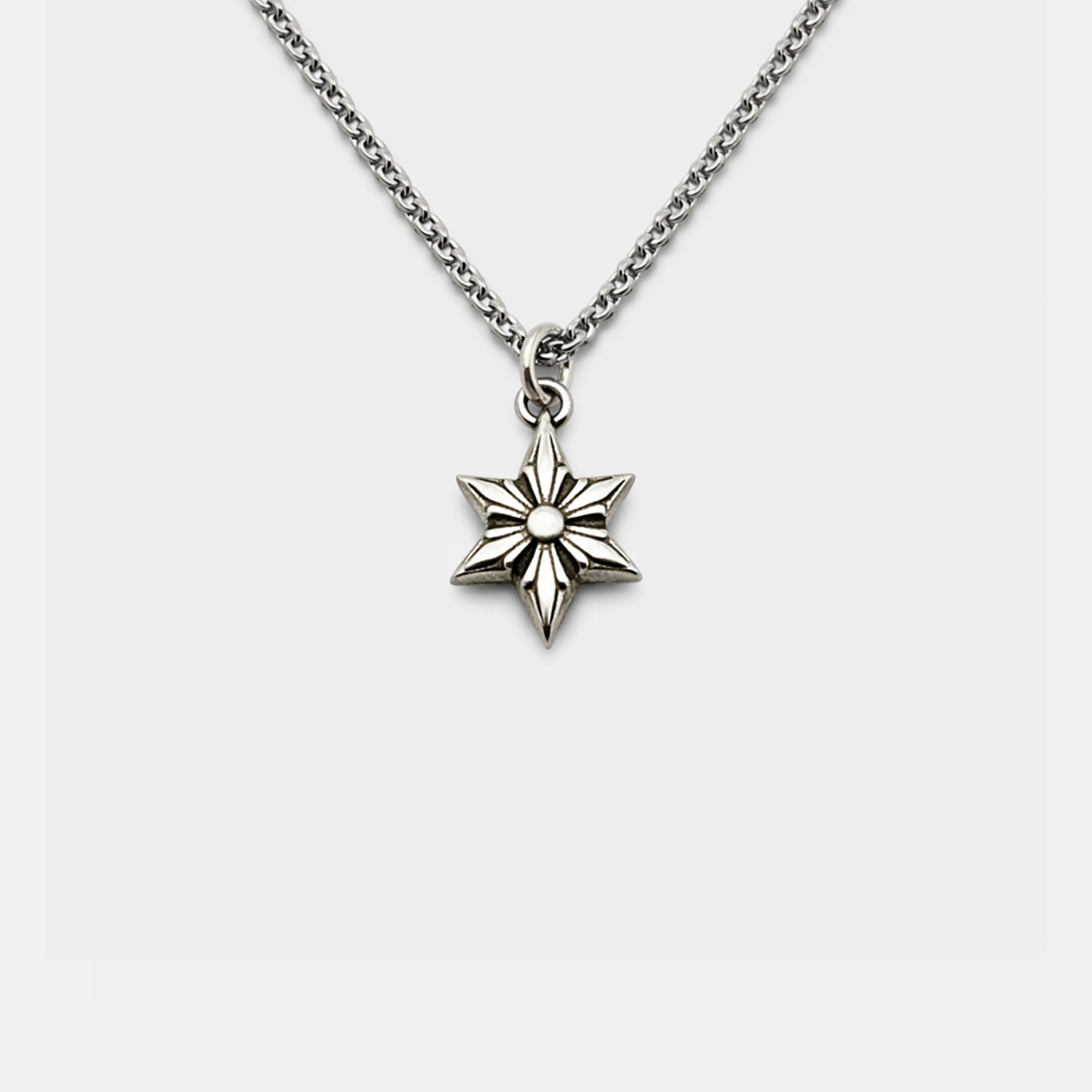 Gothic Floral Star Pendant - Silver