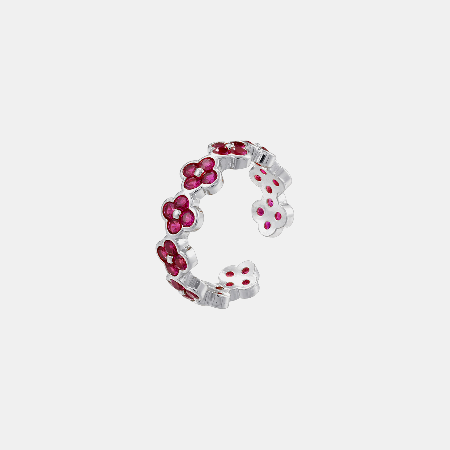 Lucky Clover Ring (Open Cuff) - Red