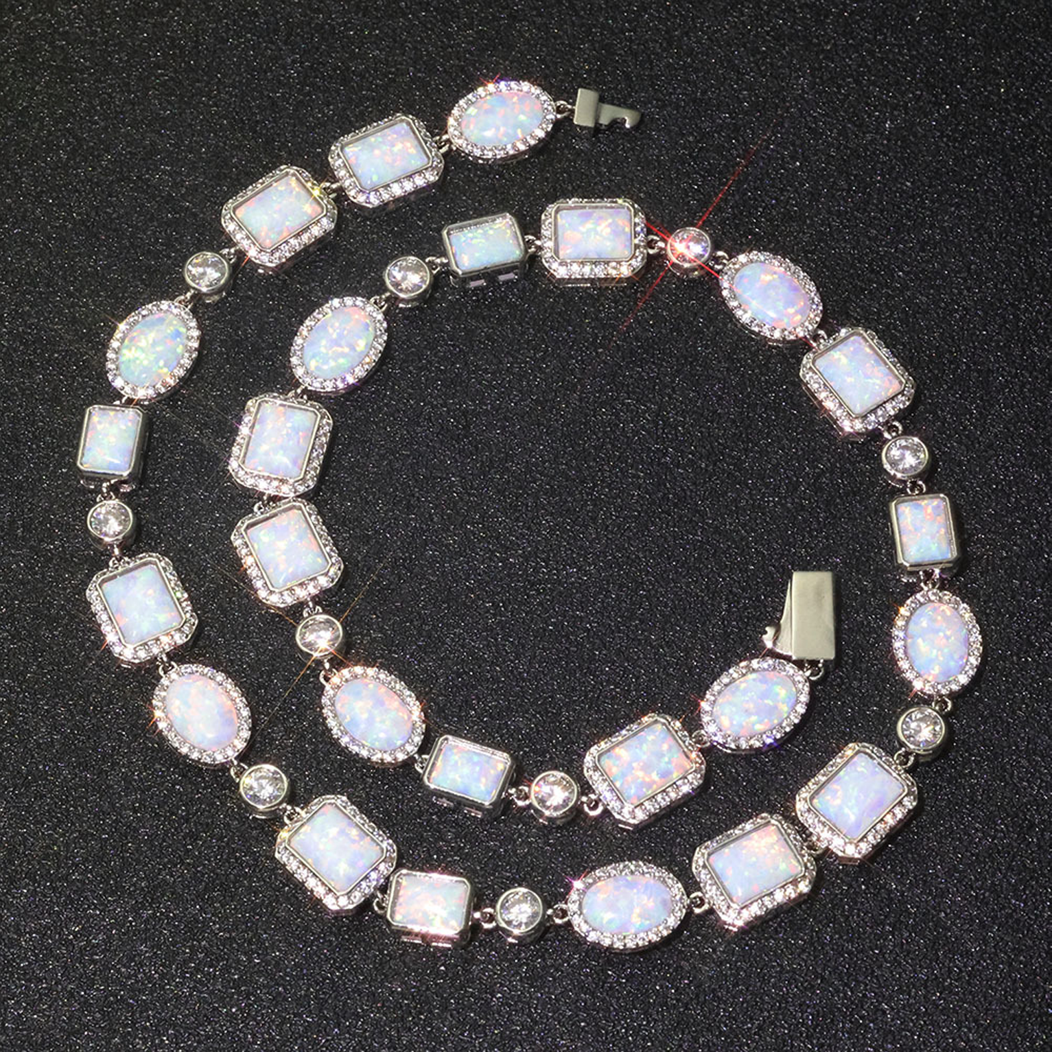 10mm Opal Dream Tennis Link Chain - White Gold