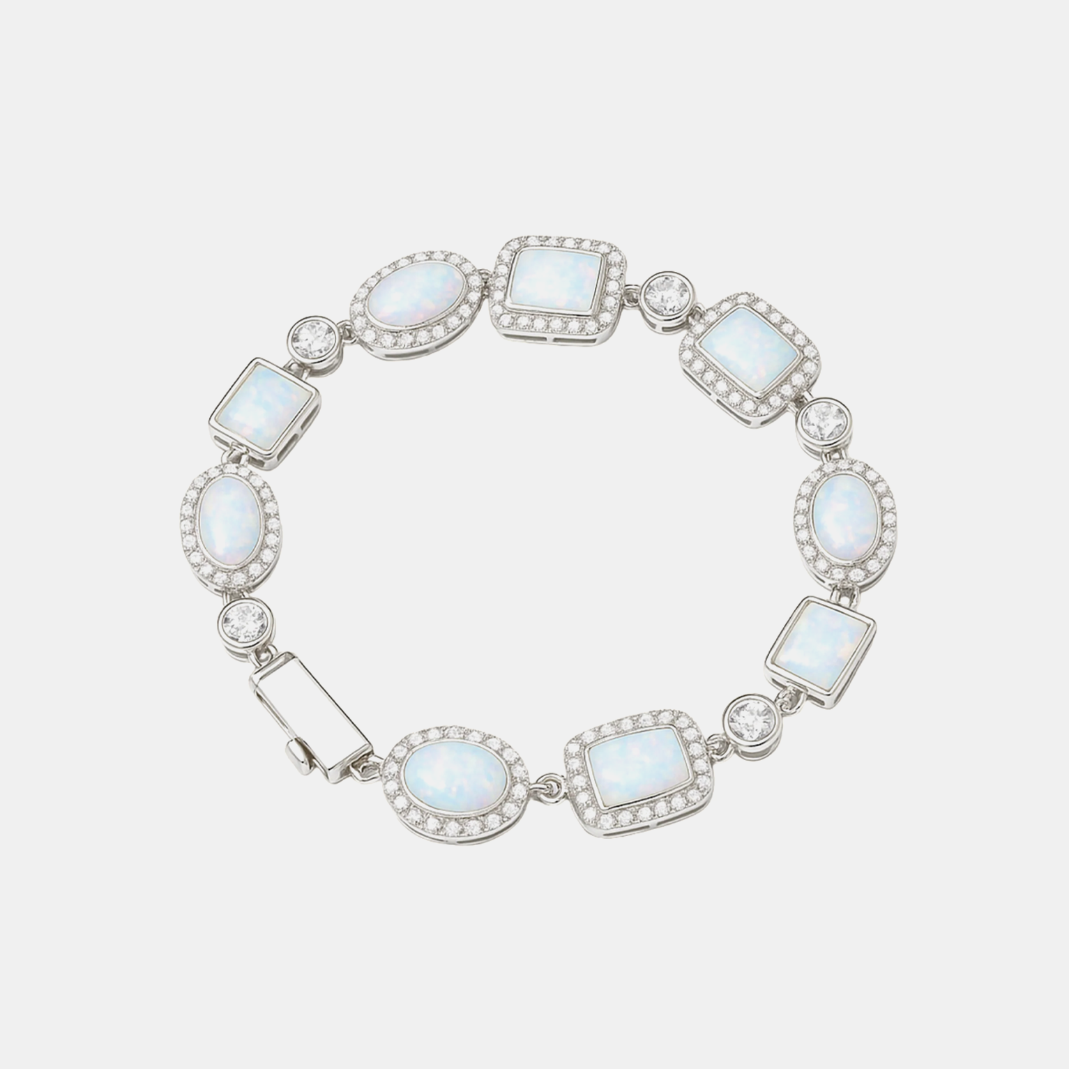 10mm Opal Dream Tennis Link Bracelet - White Gold