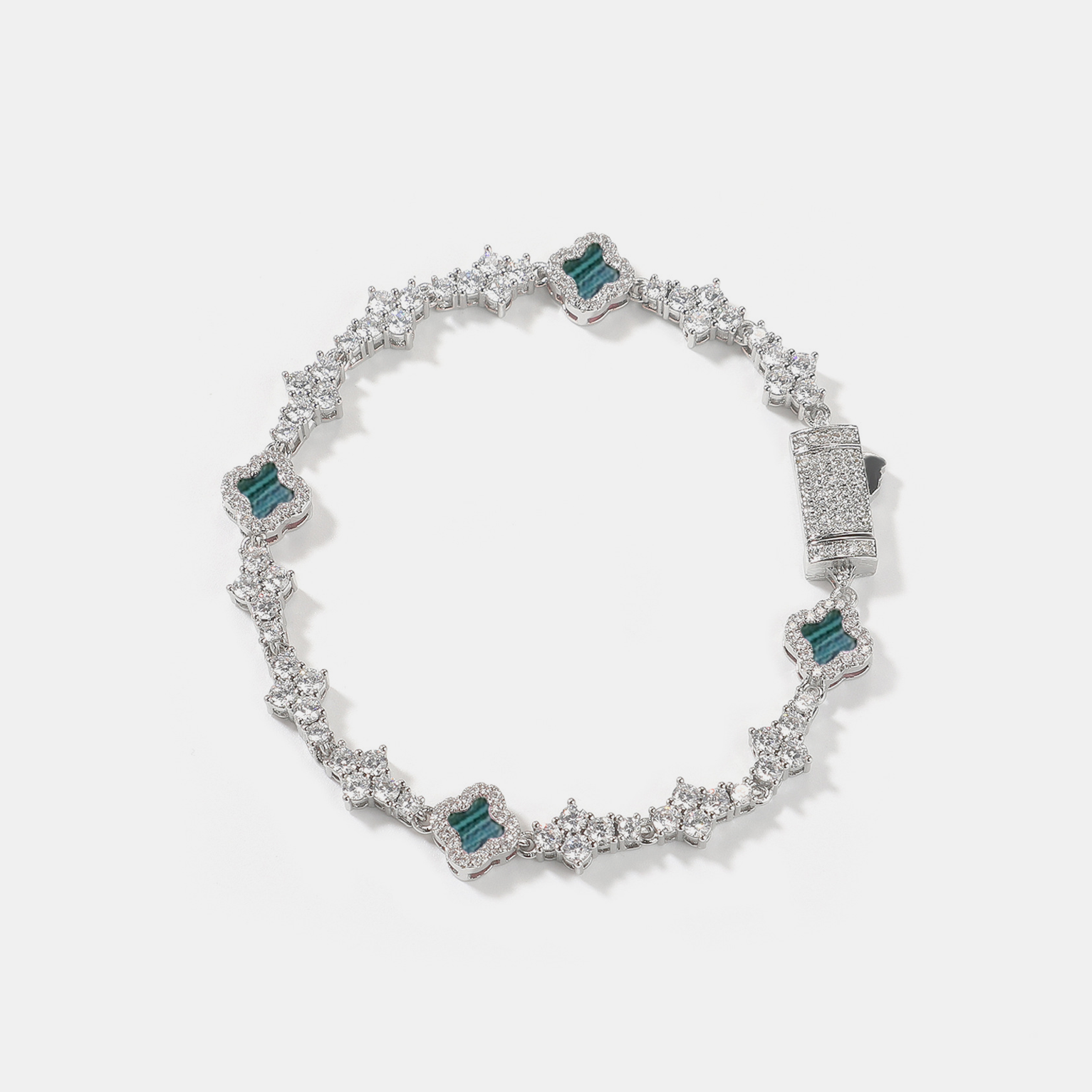 6mm Iced Clover Plane Tennis Bracelet – Green
