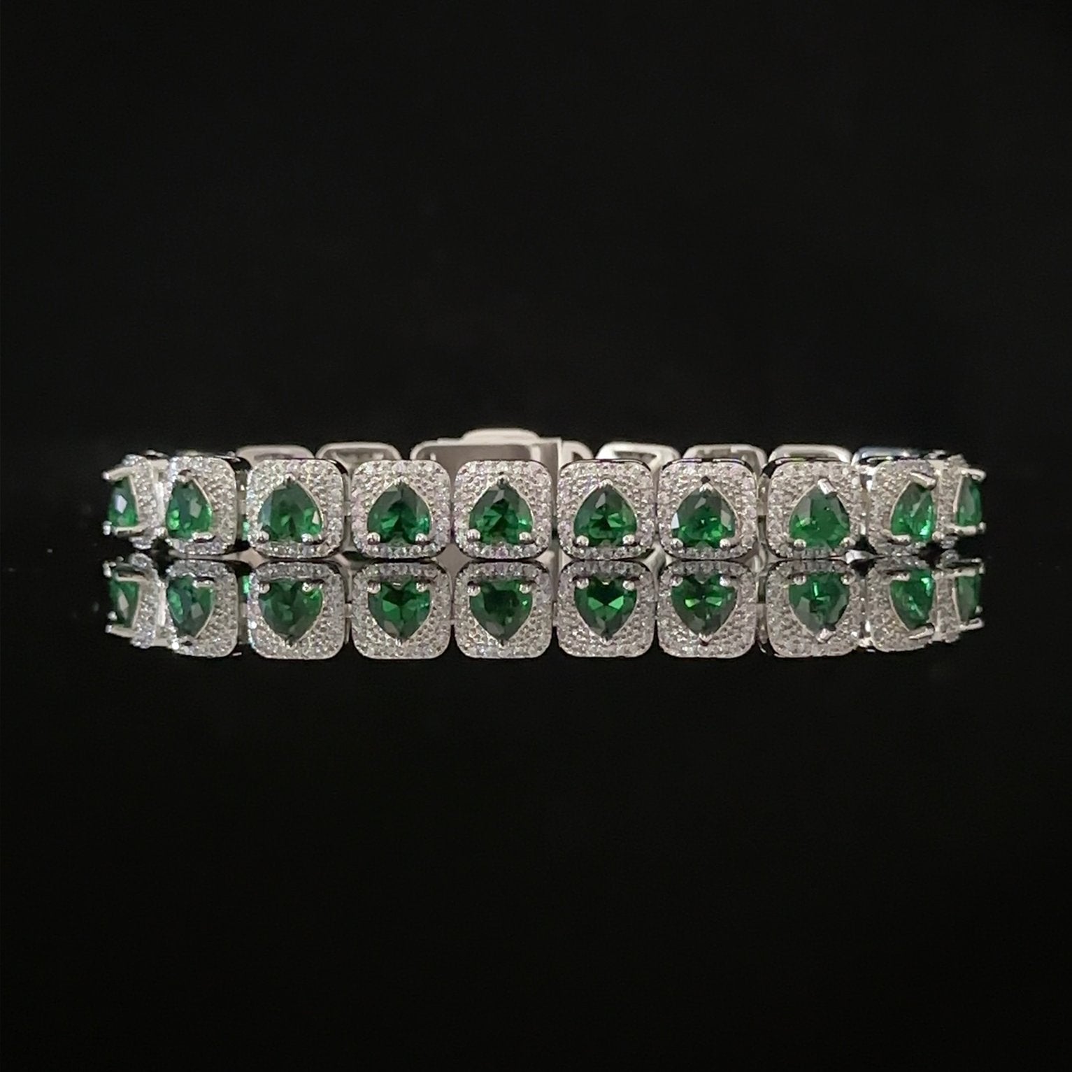 9mm Heart Colored Square Sugar Bracelet - White Gold