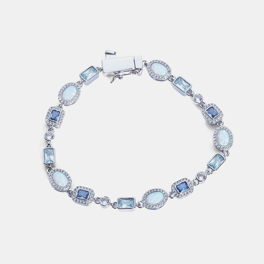 6mm Ice Mixed Gemstone Link Bracelet - White Gold (Preorder)