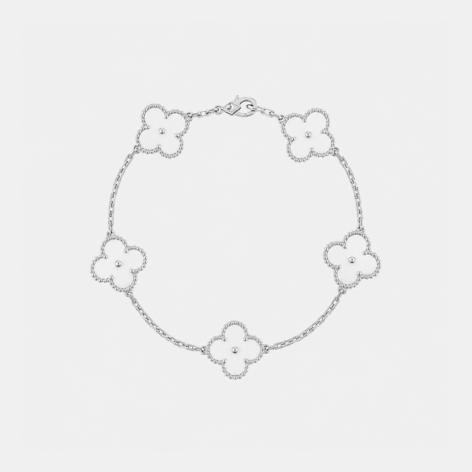Crystal Bloom Clover Bracelet  - Silver
