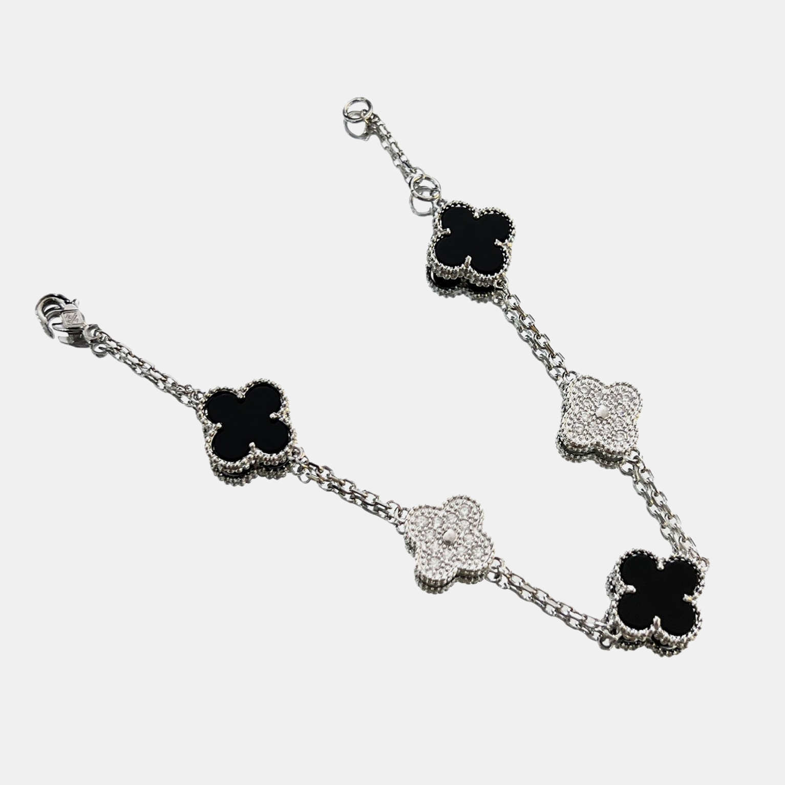 Silver Clover Bracelet - Panda